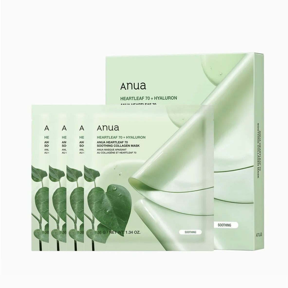 ANUA 魚腥草70%舒緩鎮靜膠原蛋白面膜 4ea