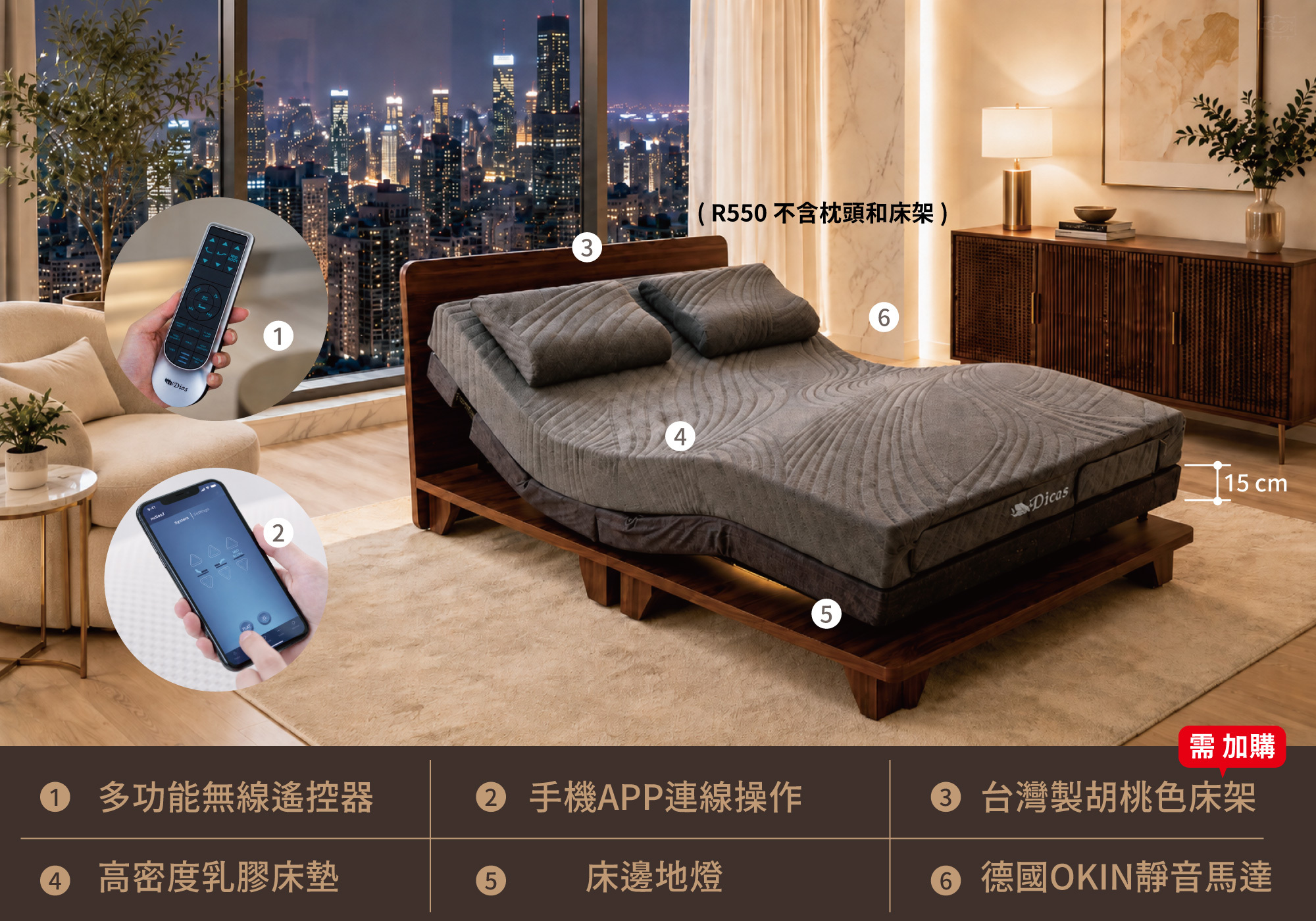迪奧斯黑曜星R550電動床商品介紹總覽