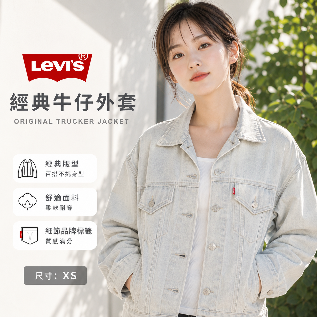 【預購】Levi's  H061814 90s 復古牛仔外套 (淺灰色)
