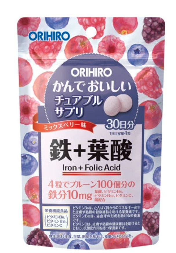 (預購商品) ORIHIRO鐵+葉酸營養補充咀嚼錠 30日份