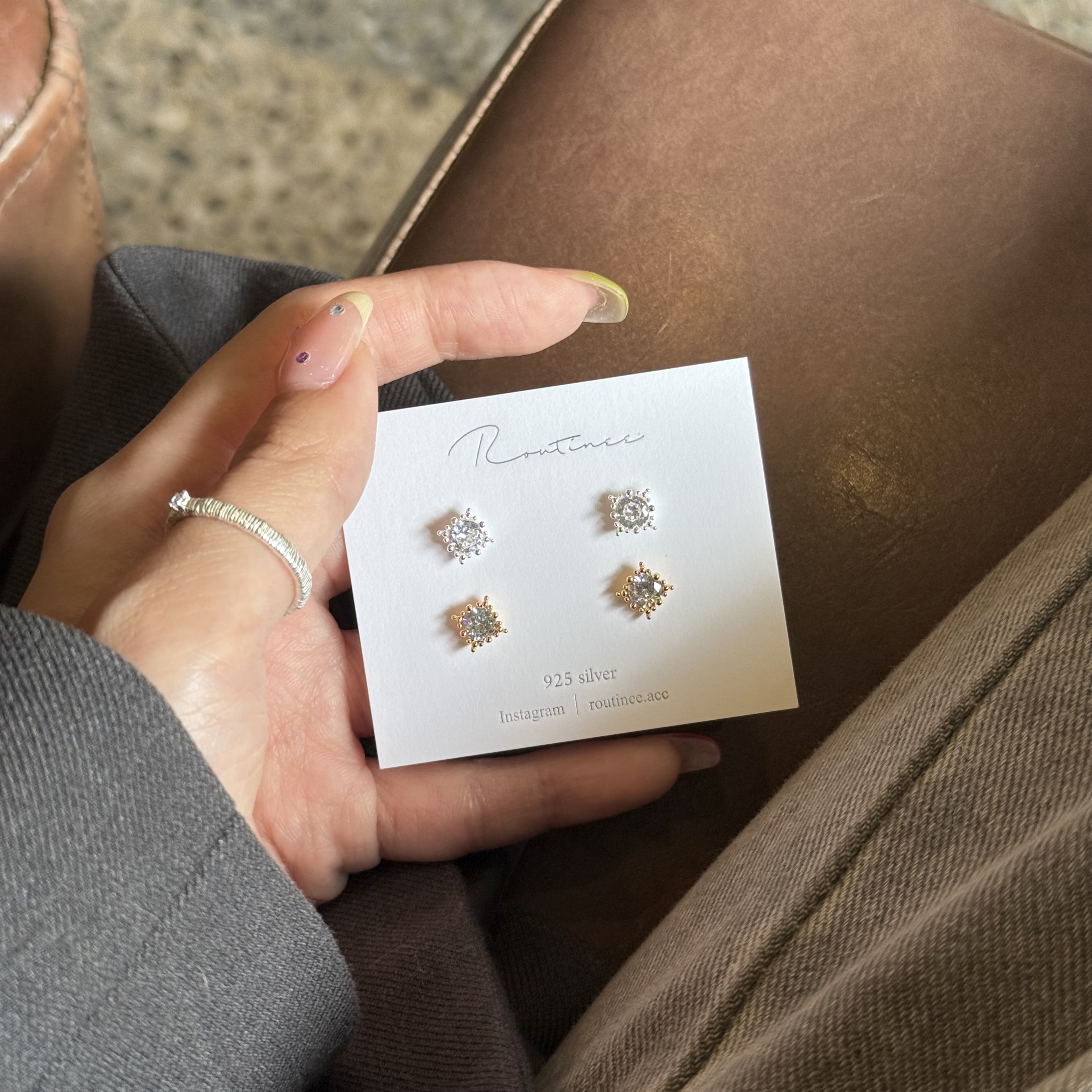 🇰🇷925 silver 復古華麗大鑽耳環｜2 color