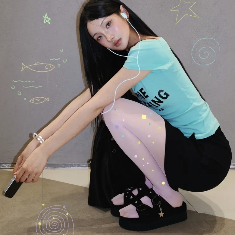 OTZ 星星刺繡 全黑 厚底拖鞋 涼鞋 韓國代購 OZV5GA225B