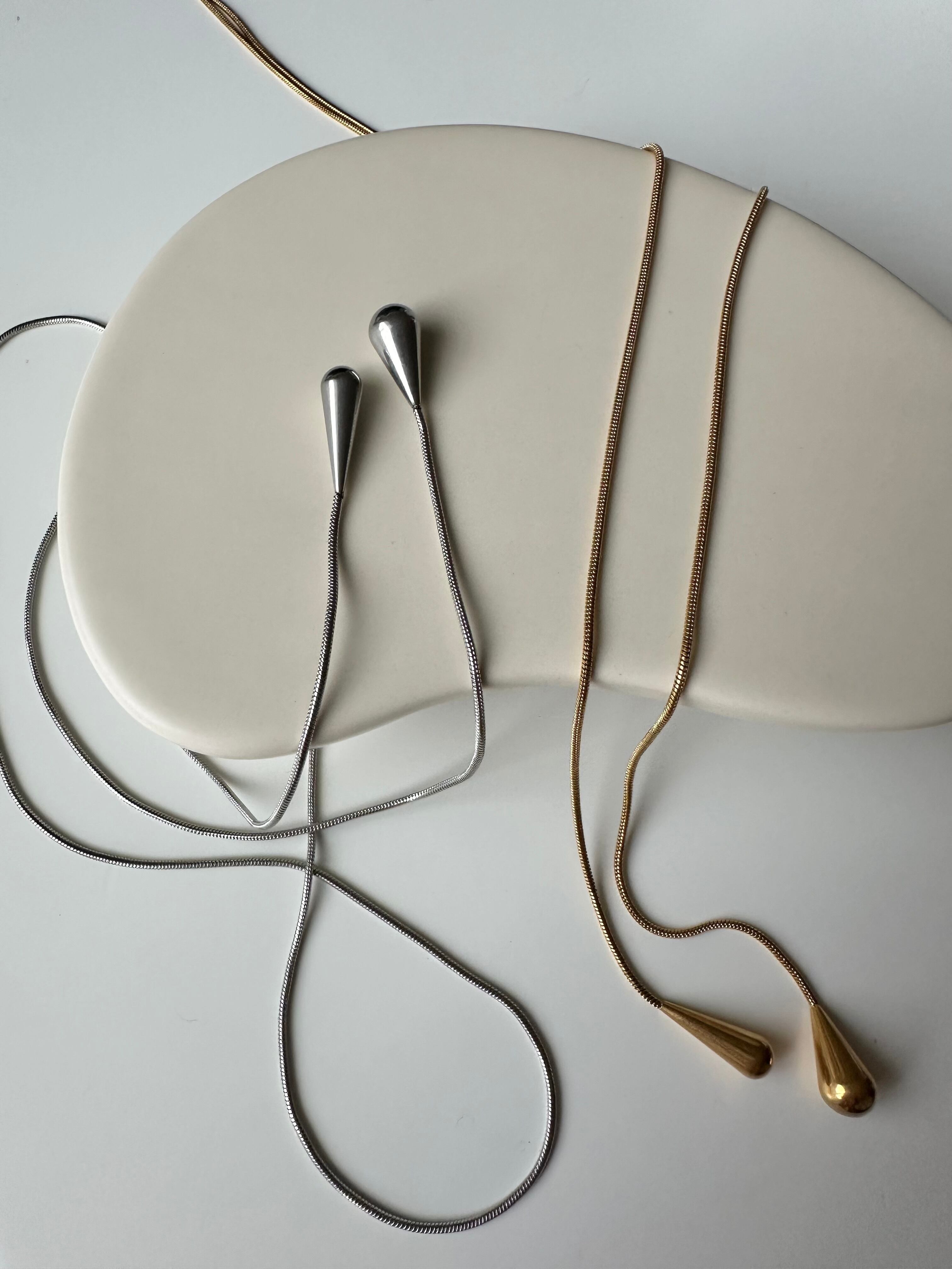 SS drop long necklace