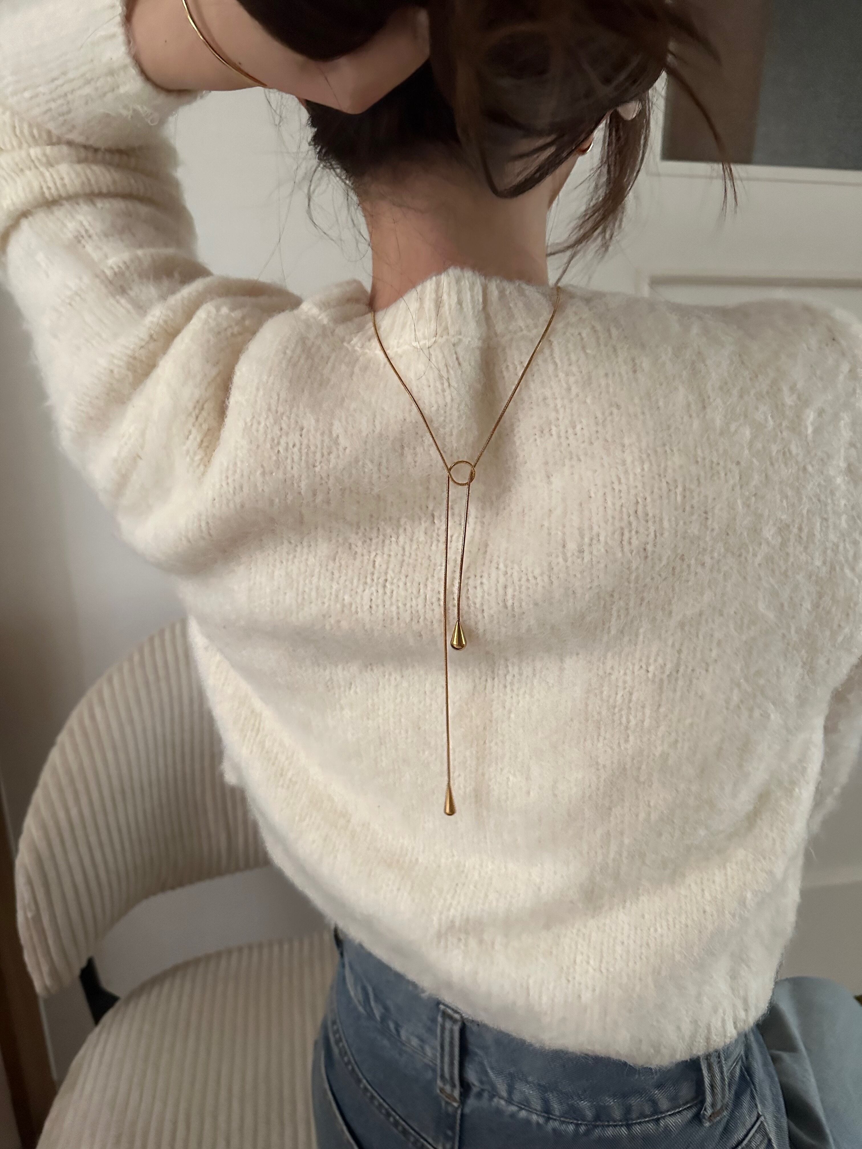 SS drop long necklace