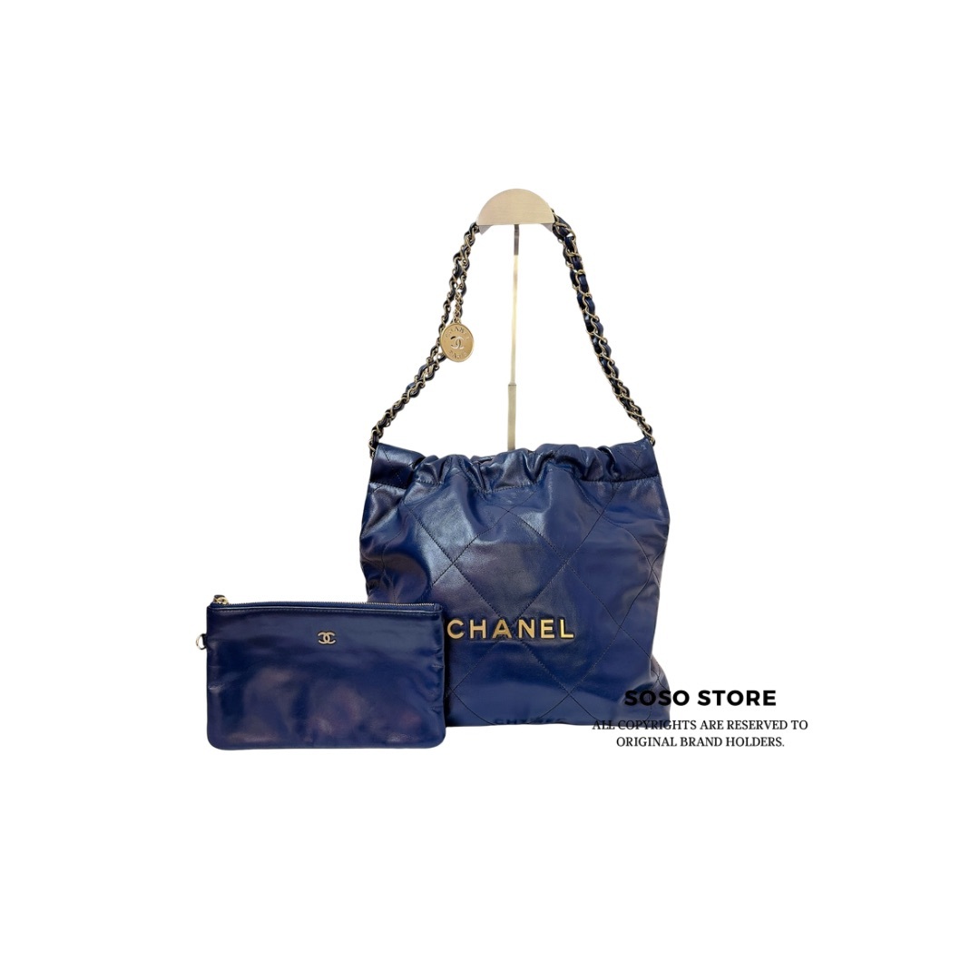 Chanel 22 small navy tote bag - Black / GHW
