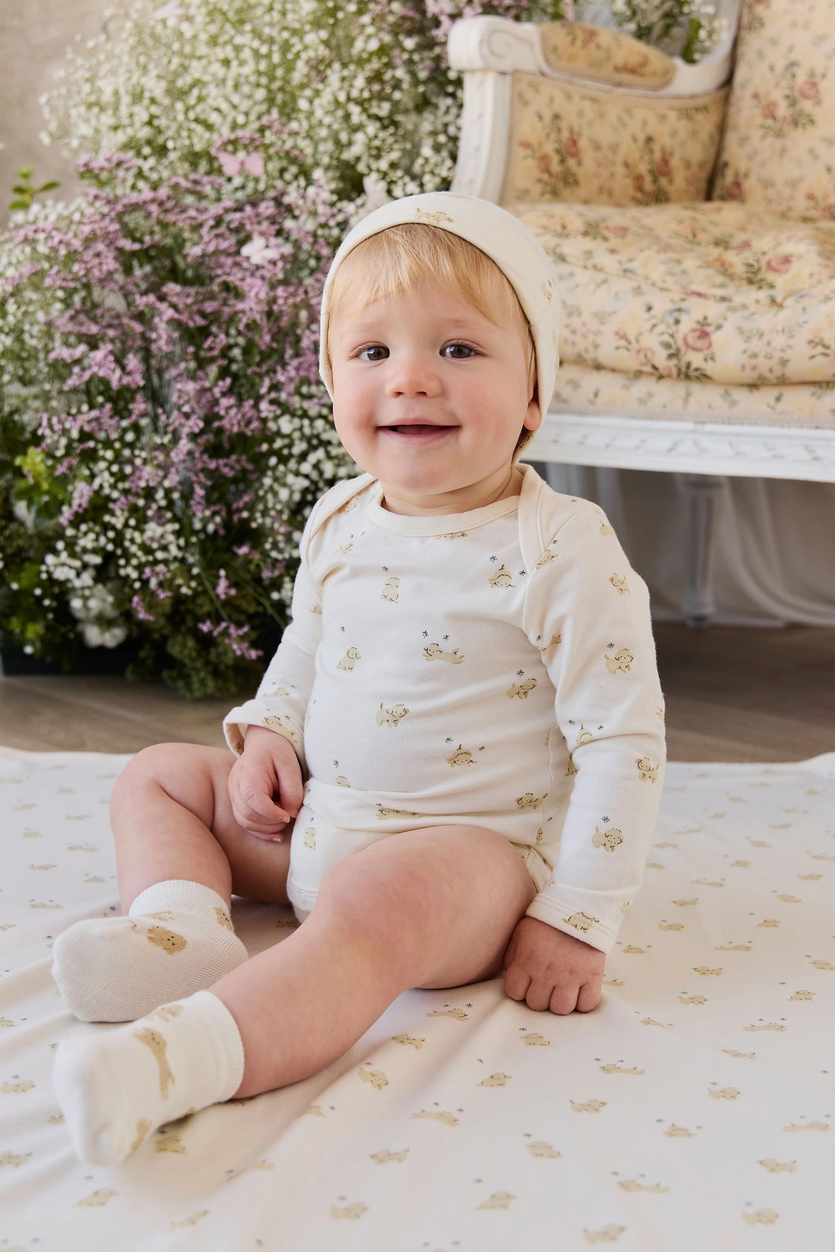 【預購】JAMIE KAY -Organic Cotton Cassius Long Sleeve Bodysuit（Playful Honey）