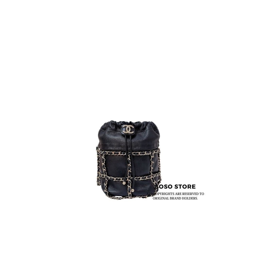 Chanel Pre-Owned chain-link lambskin shoulder bag - Black / GHW