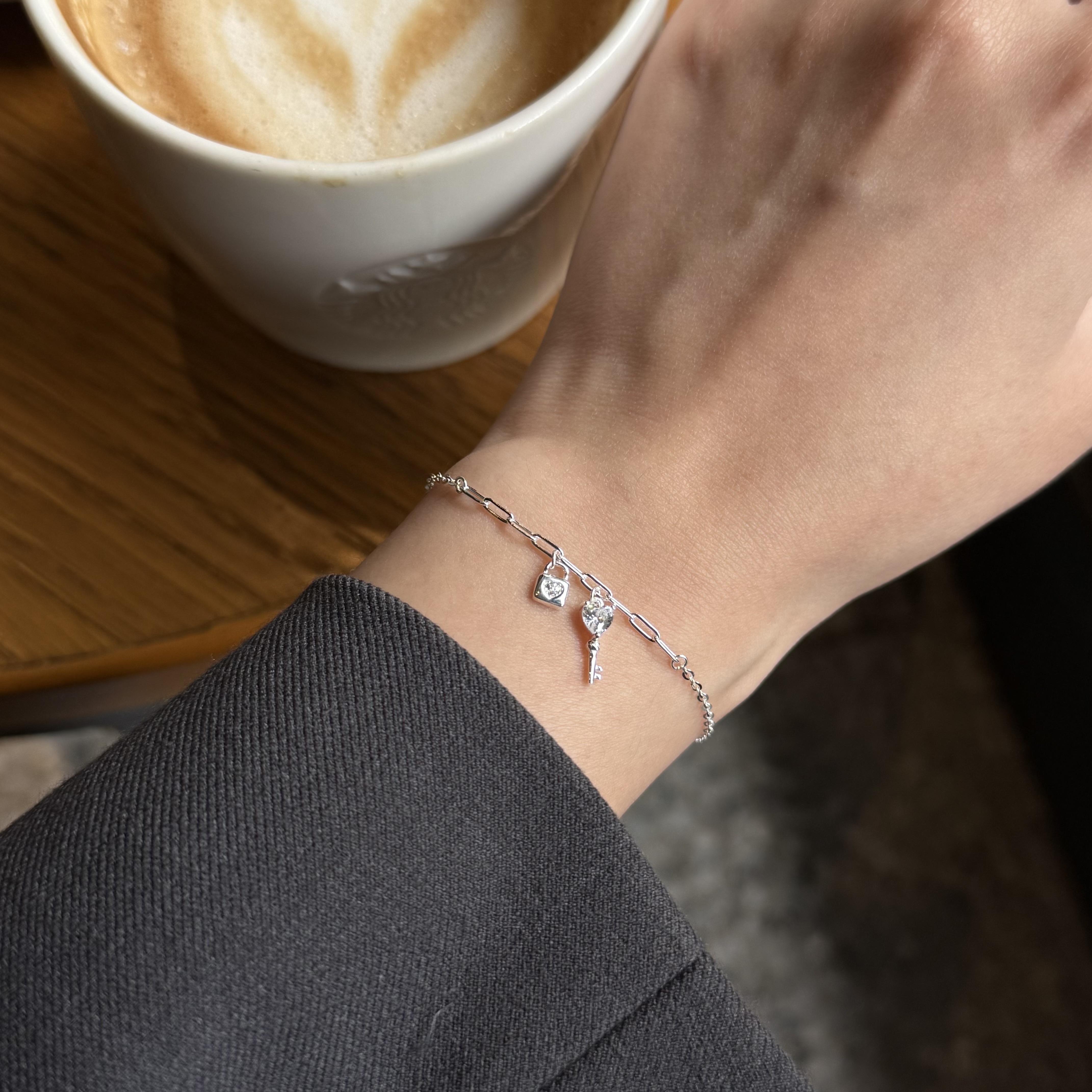 🇰🇷925 silver 首爾塔愛情鎖手鍊｜2 color