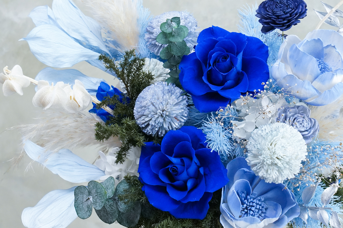 永生花盆花高腳盆花-藍玫瑰2
