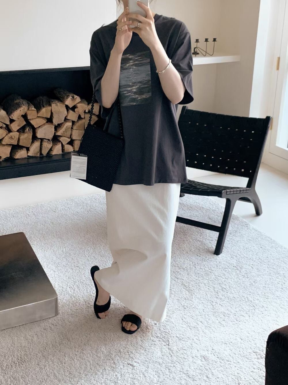 大海相片圖案寬鬆感圓領棉TEE / 2色