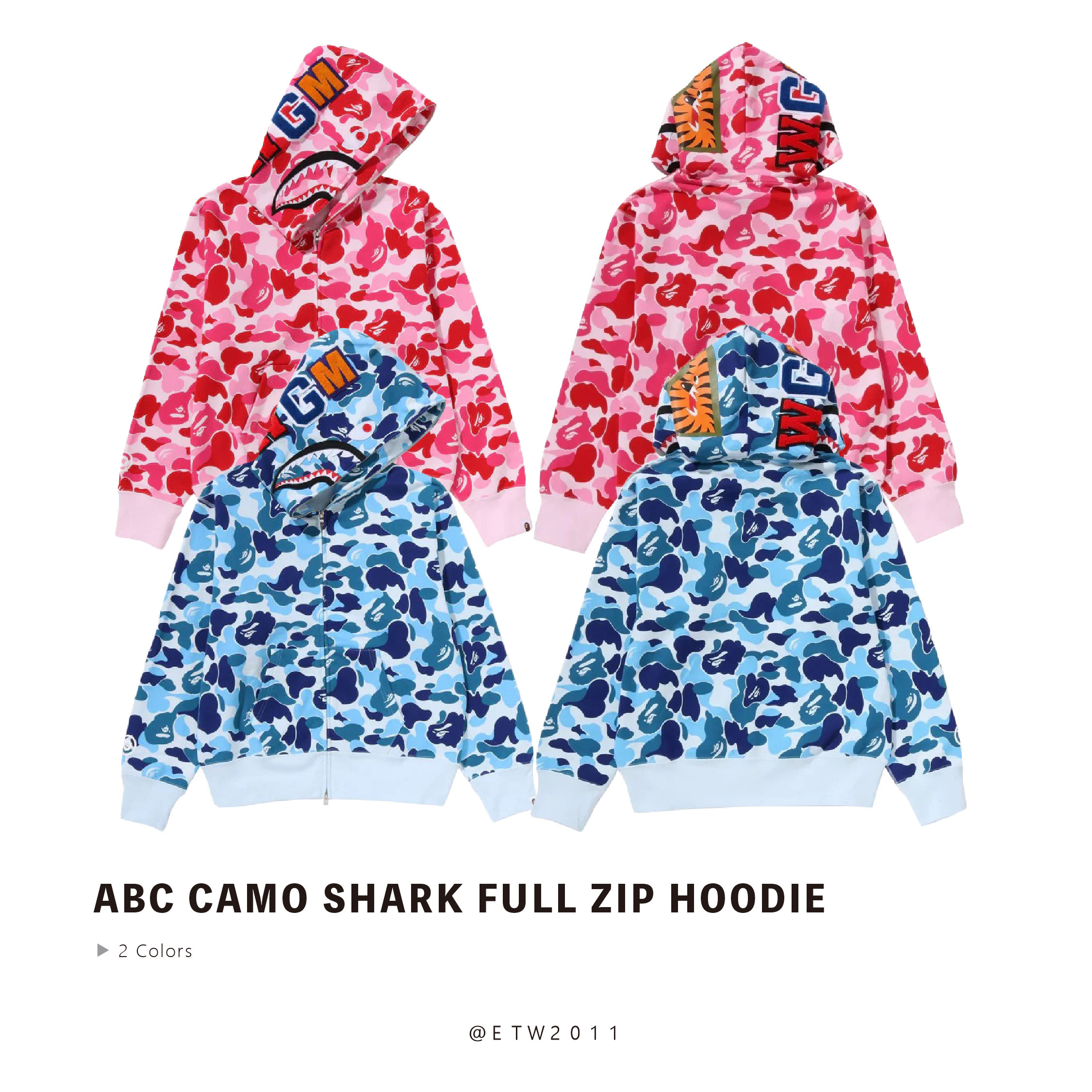 ☆ETW☆【EASY TO WEAR】BAPE ABC CAMO SHARK FULL ZIP HOODIE 猿人 迷彩 連帽 外套