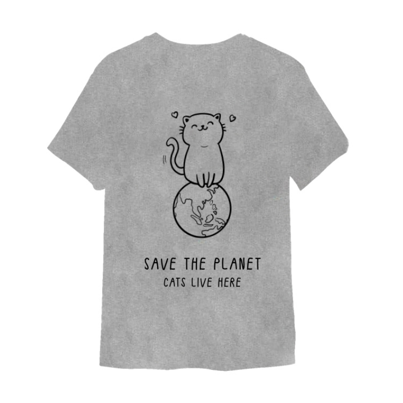 Mil Mill 喵坊Tee｜Save The Planet Cats Live Here 救救地球款（黑白灰三色 Size XS-XXL）