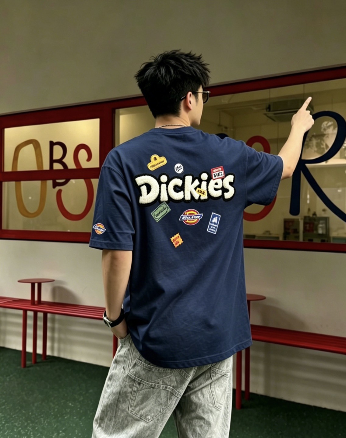 DICKIES LOGO  塗鴉 貼布 毛絨 LOGO 美式 重磅  短T 三色