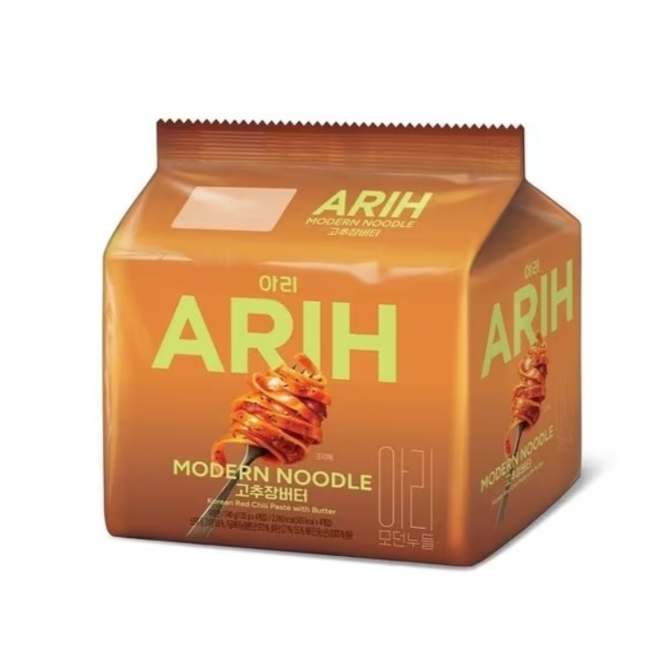 Y18 BTS ARIH Modern Noodle 寬扁乾拌拉麵 (一袋4小包) - 【黃油辣椒醬味】｜到期日: 2026-11