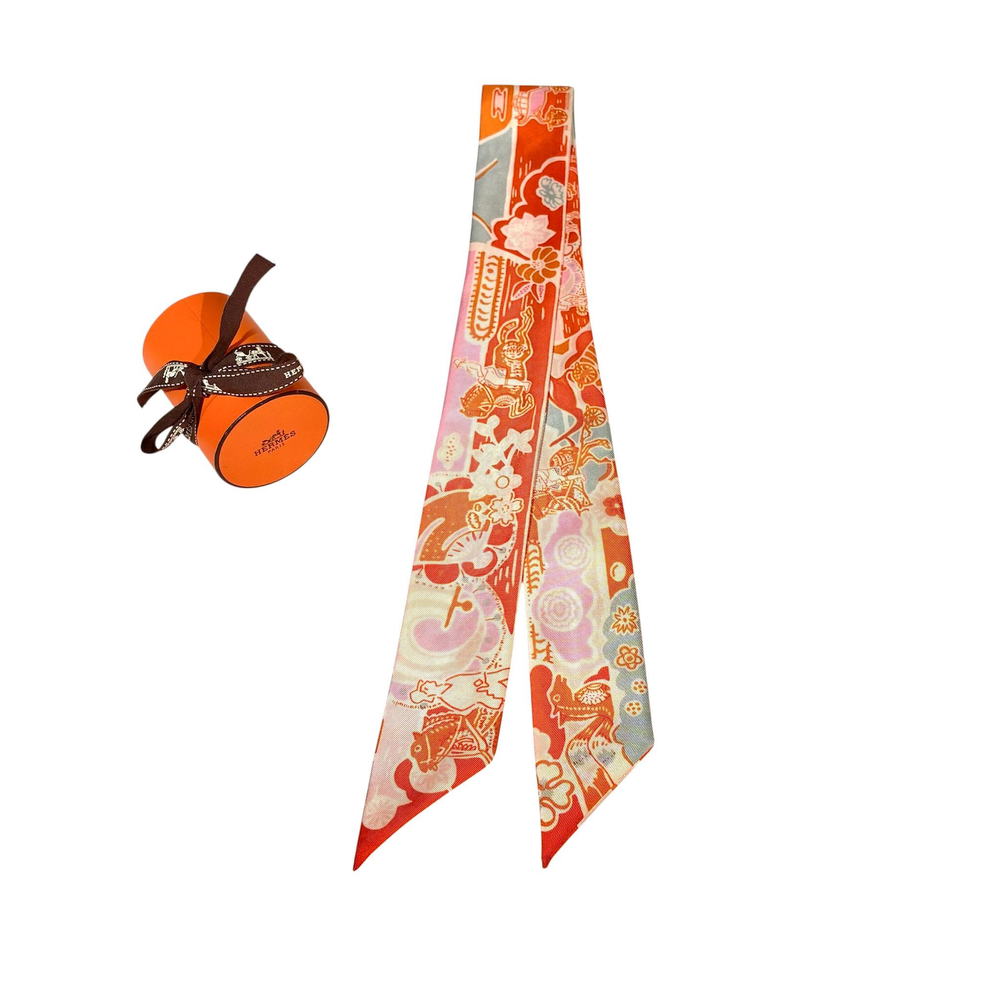 98%NEW二手HERMES TWILLY 橘色/粉紅色  #香榭站正品