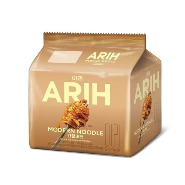 Y19 BTS ARIH Modern Noodle 寬扁乾拌拉麵 (一袋4小包) - 【醬油黃油風味】｜到期日: 2026-11
