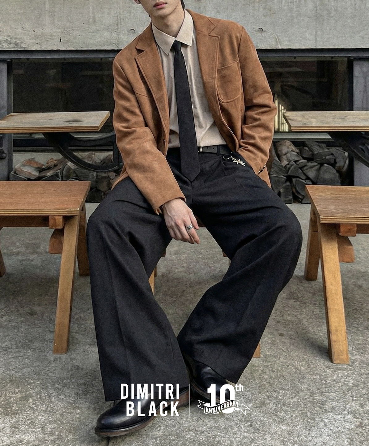 DIMITRI BLACK 彈性弧形寬版西裝褲 3色