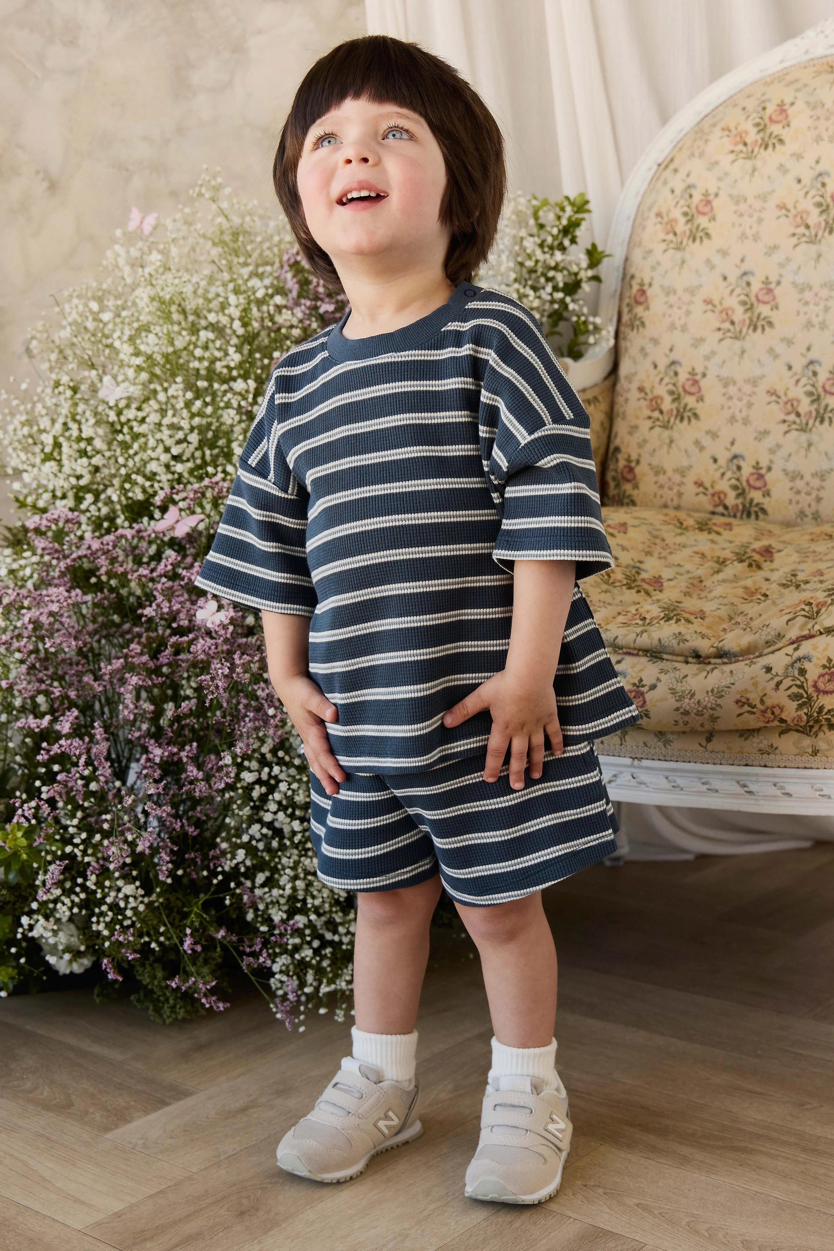 【預購】JAMIE KAY -Organic Cotton Waffle Leith Short（Dreamer Stripe Captain）