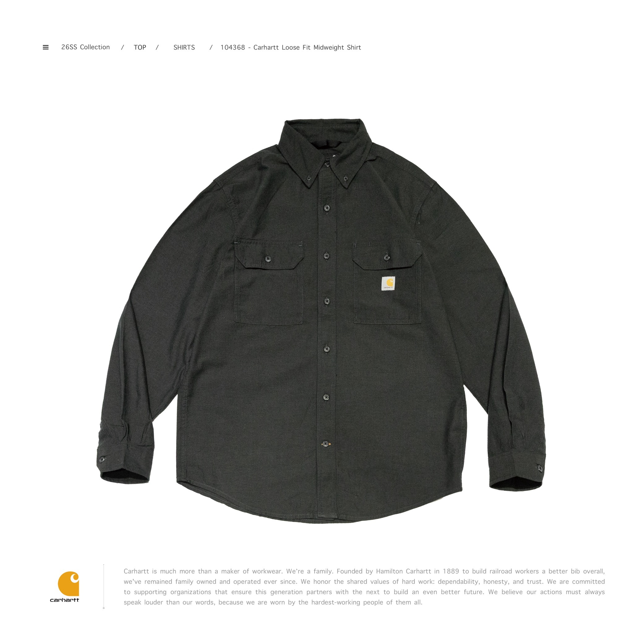 [ 預約販売 ]  CARHARTT® - 104368 Loose Fit Midweight Shirt