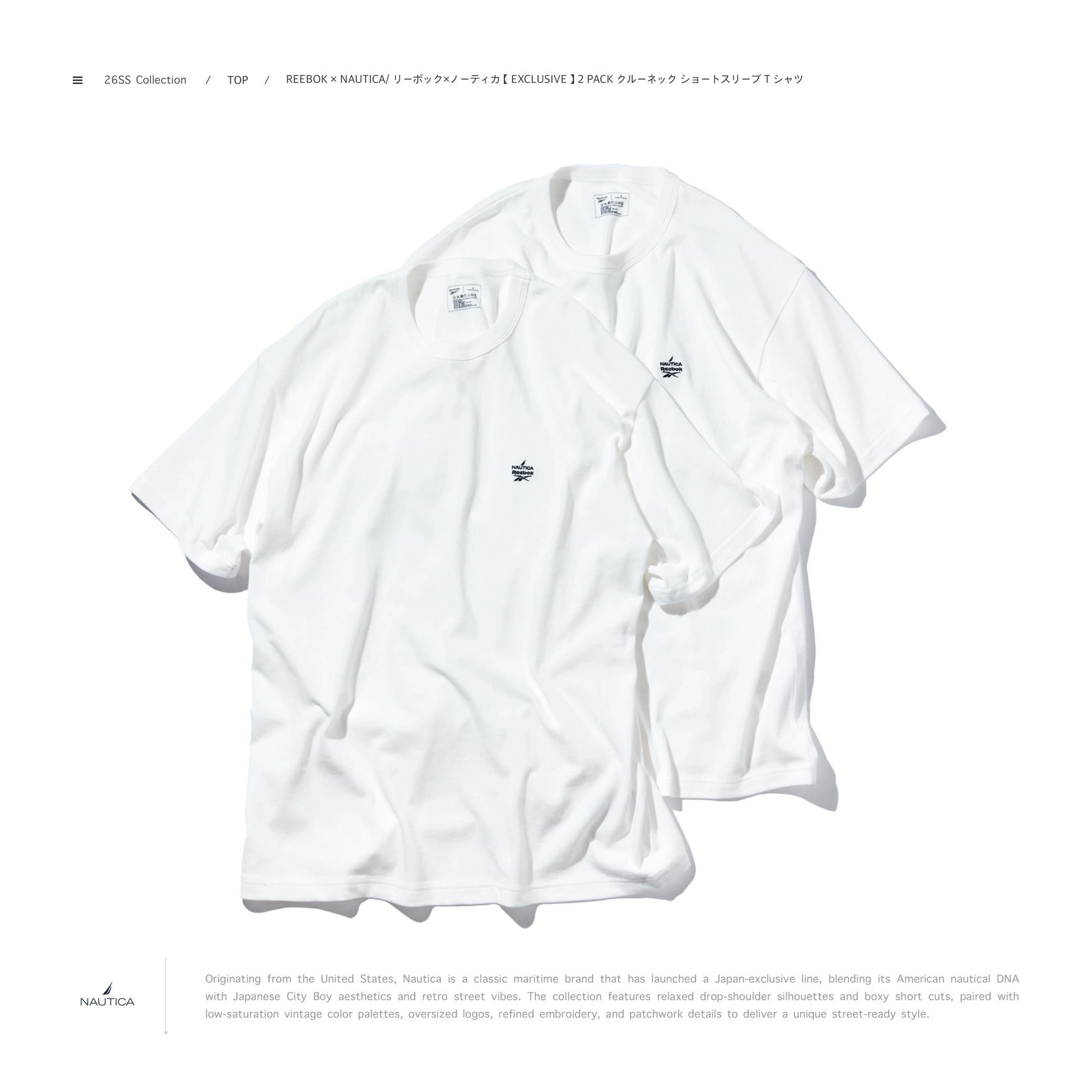 [ 預約販売 ]  Reebok × NAUTICA / リーボック×ノーティカ 2 Pack