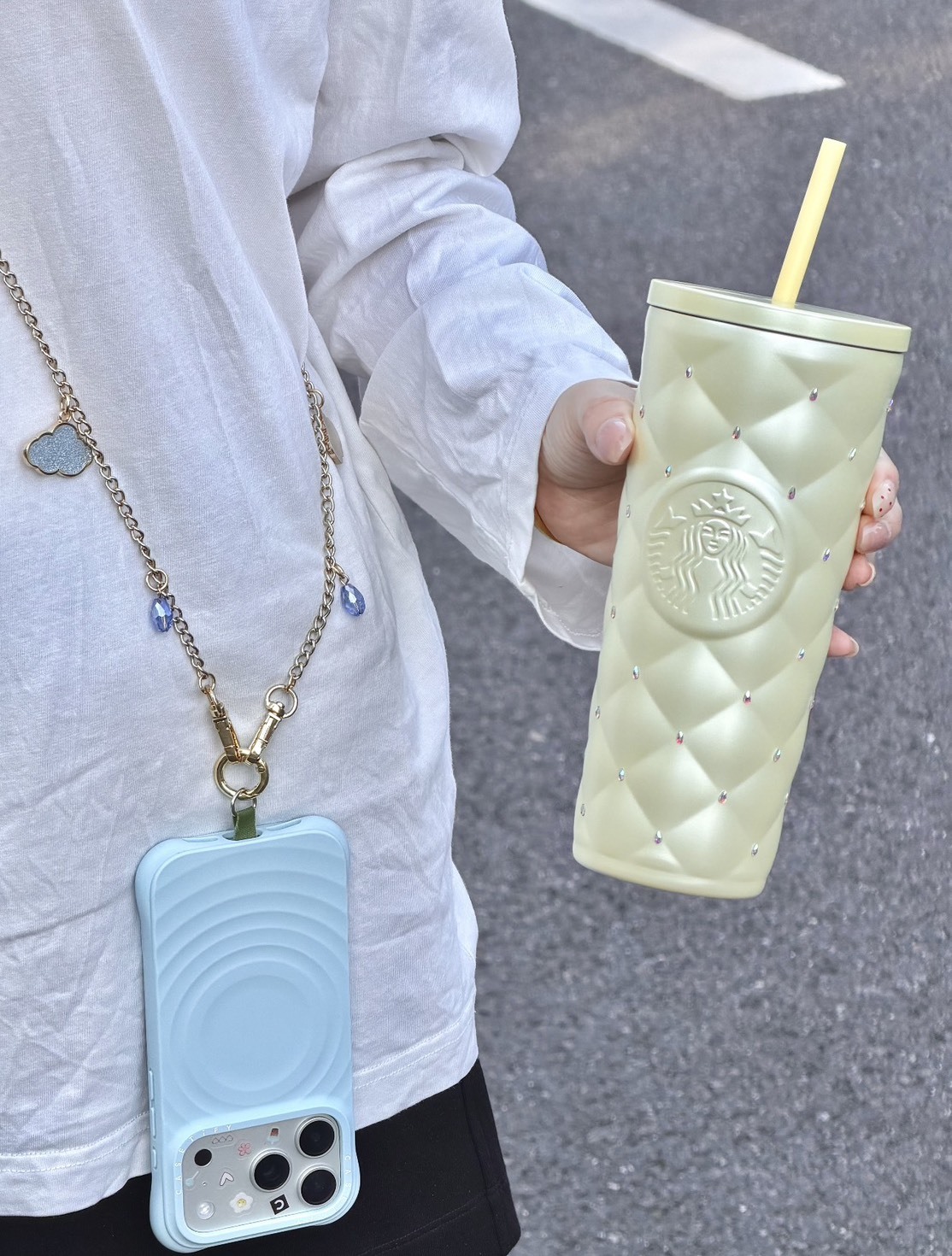 星巴克 STARBUCKS 心情氣象局系列 檸檬黃 不鏽鋼 雙蓋 吸管杯 菱格紋禮盒 590ML