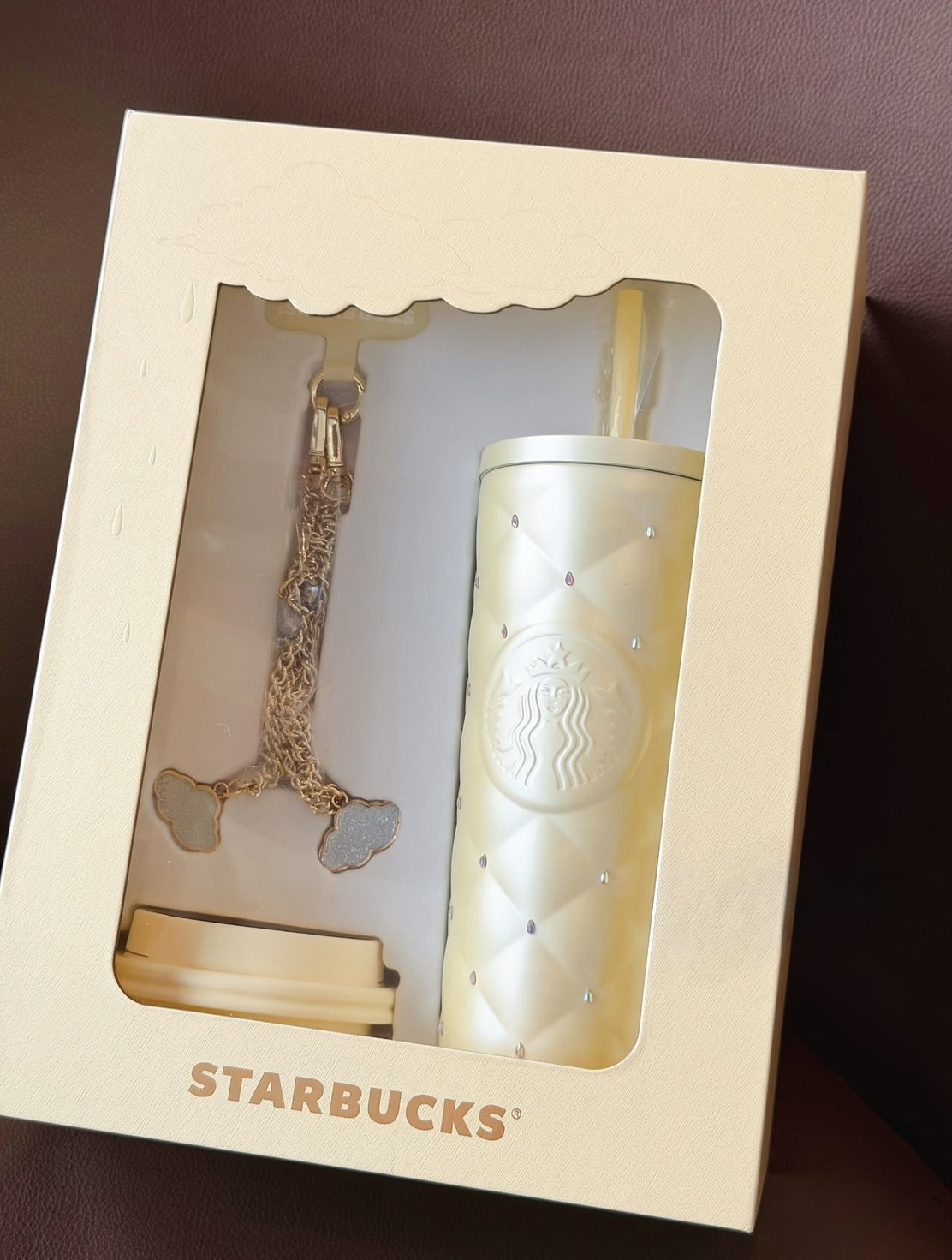 星巴克 STARBUCKS 心情氣象局系列 檸檬黃 不鏽鋼 雙蓋 吸管杯 菱格紋禮盒 590ML