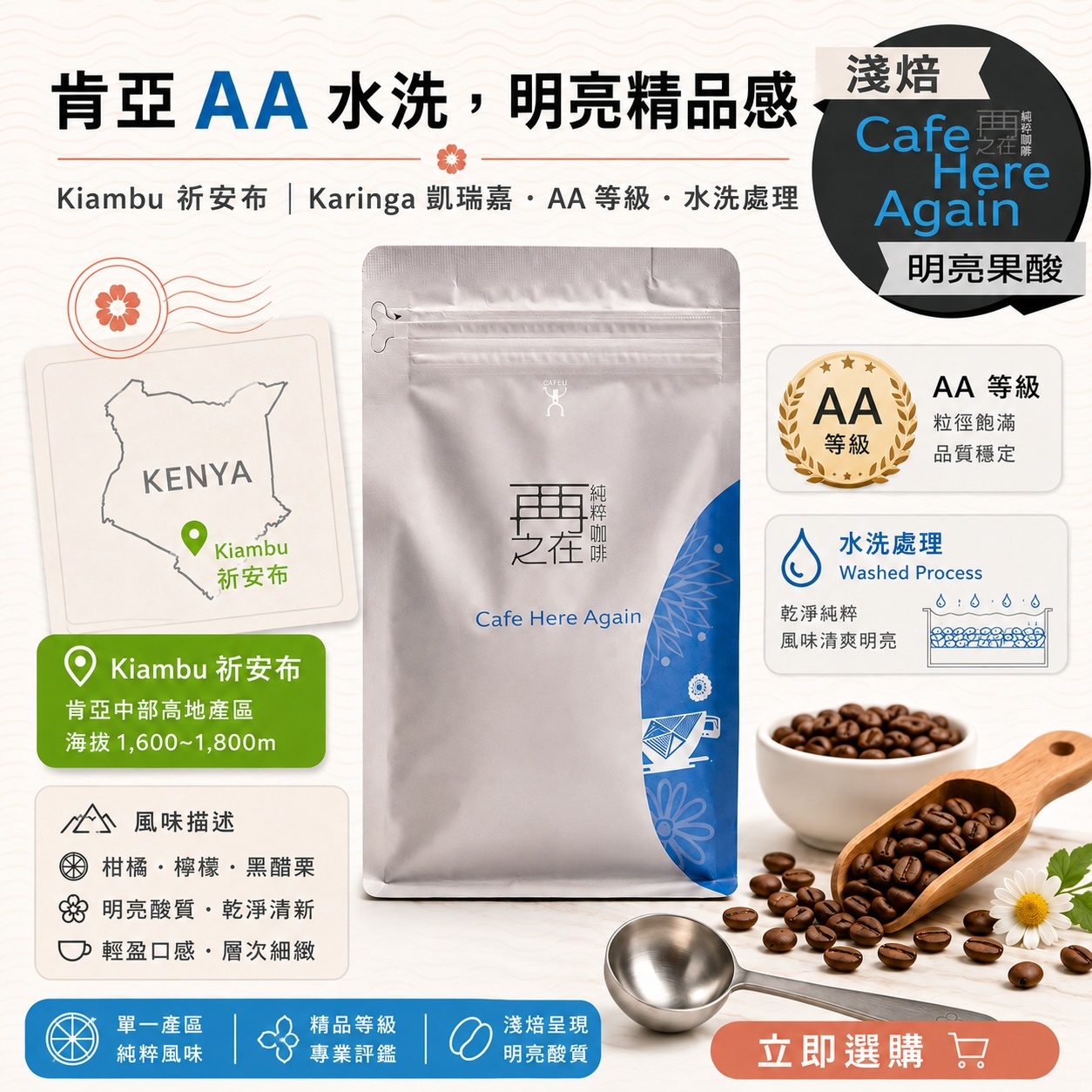 肯亞 祈安布 凱瑞嘉 AA 水洗