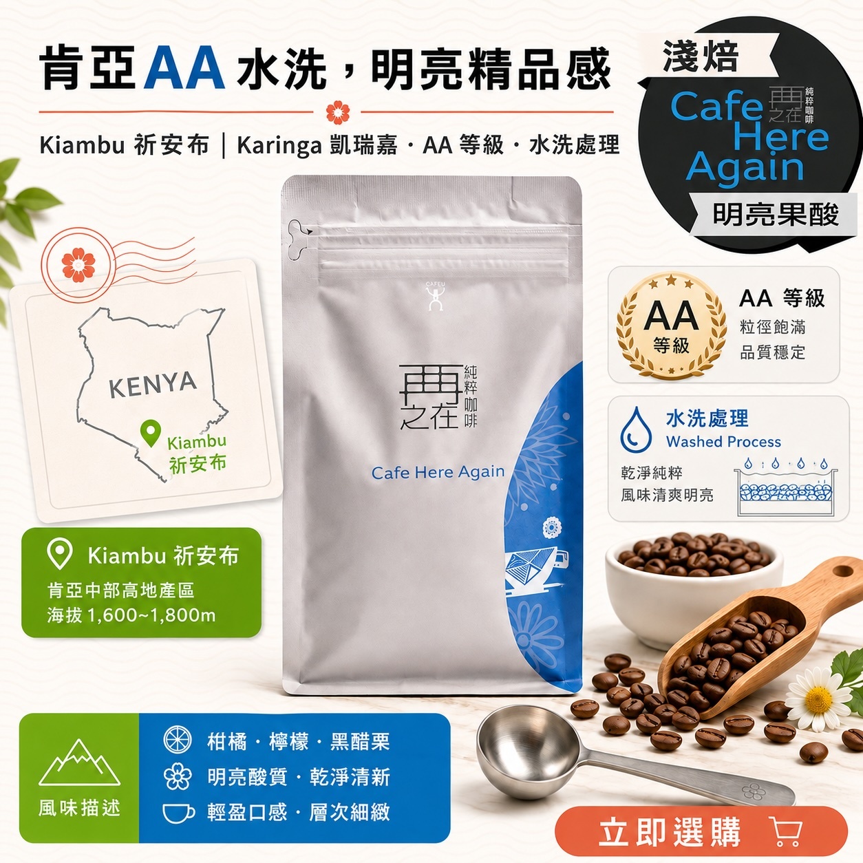肯亞 祈安布 凱瑞嘉 AA 水洗