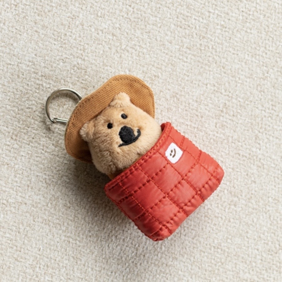 DINOTAENG QUOKCAMP FLATFUR KEYRING 露營造型 絨毛吊飾 鑰匙圈 袋鼠家族