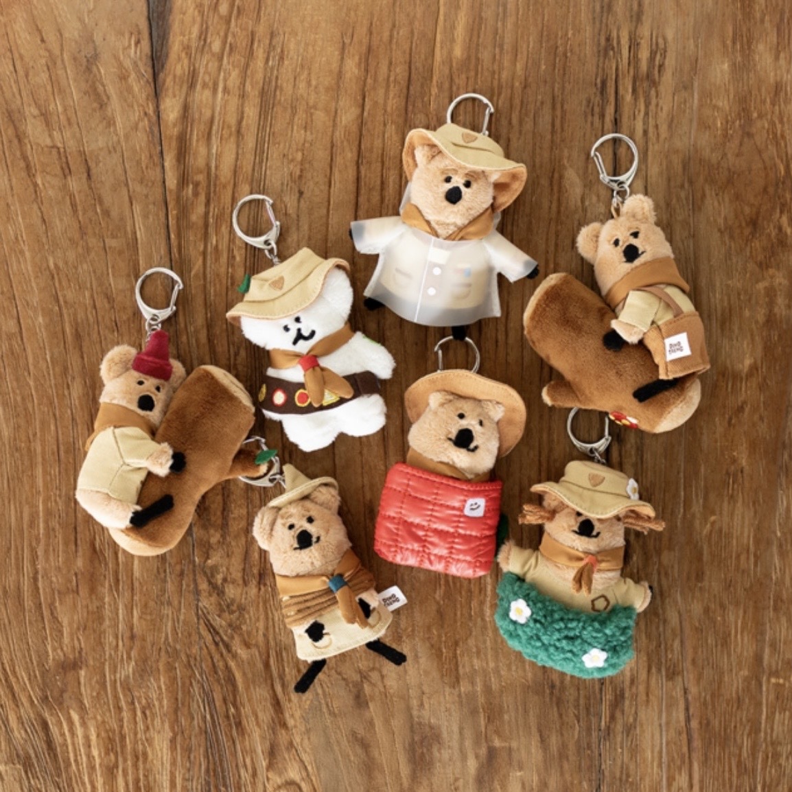 DINOTAENG QUOKCAMP FLATFUR KEYRING 露營造型 絨毛吊飾 鑰匙圈 袋鼠家族