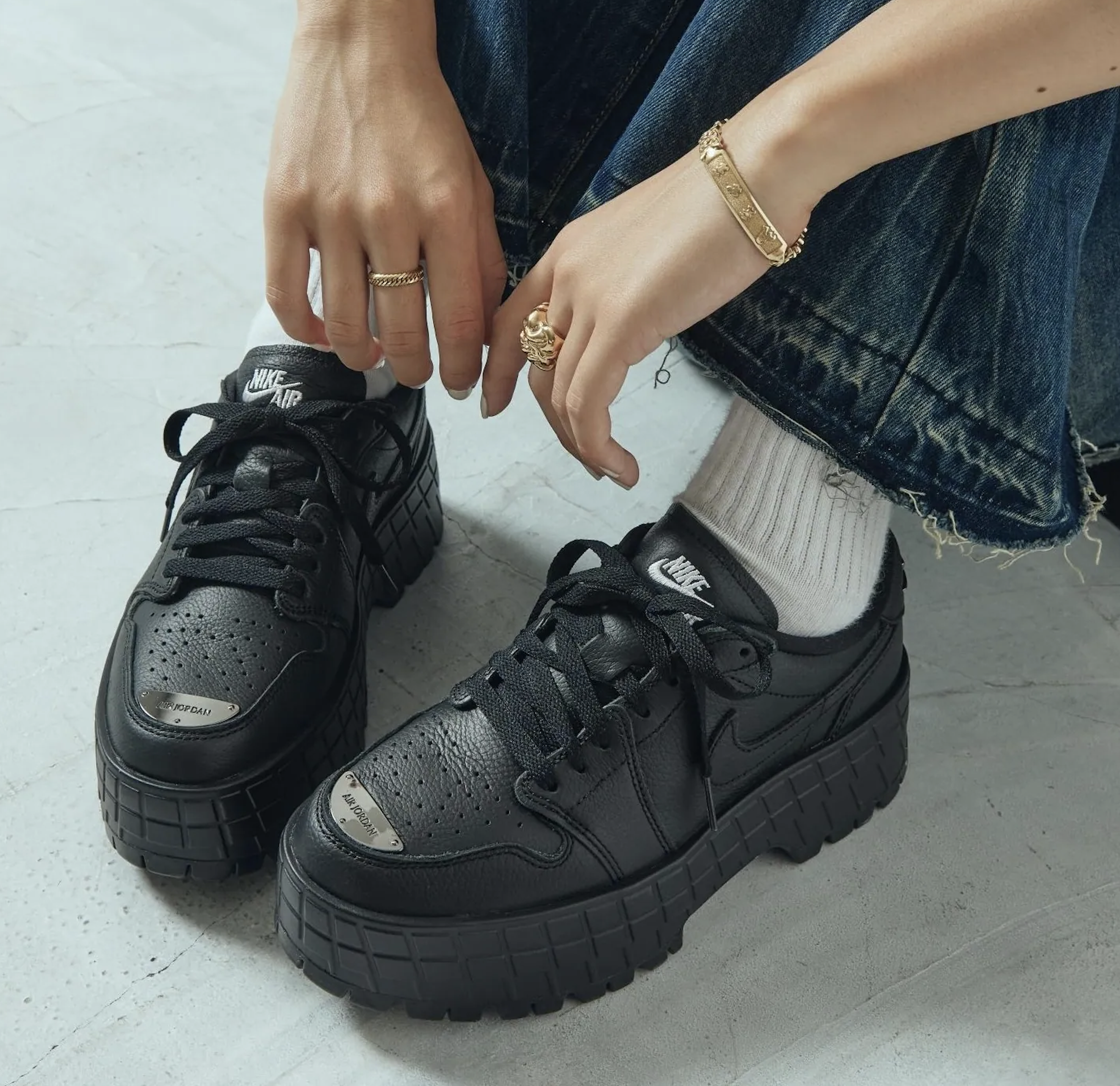 #預購  NIKE Air Jordan 1 Brooklyn Low 金屬黑 厚底黑武士 HF3184-001