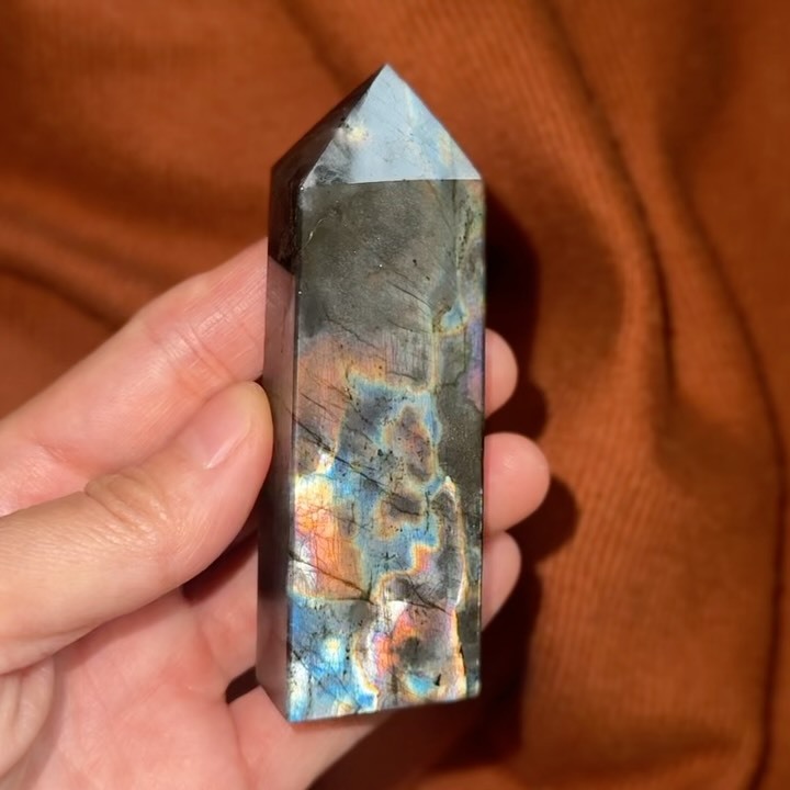 [原石] 拉長石 水晶柱