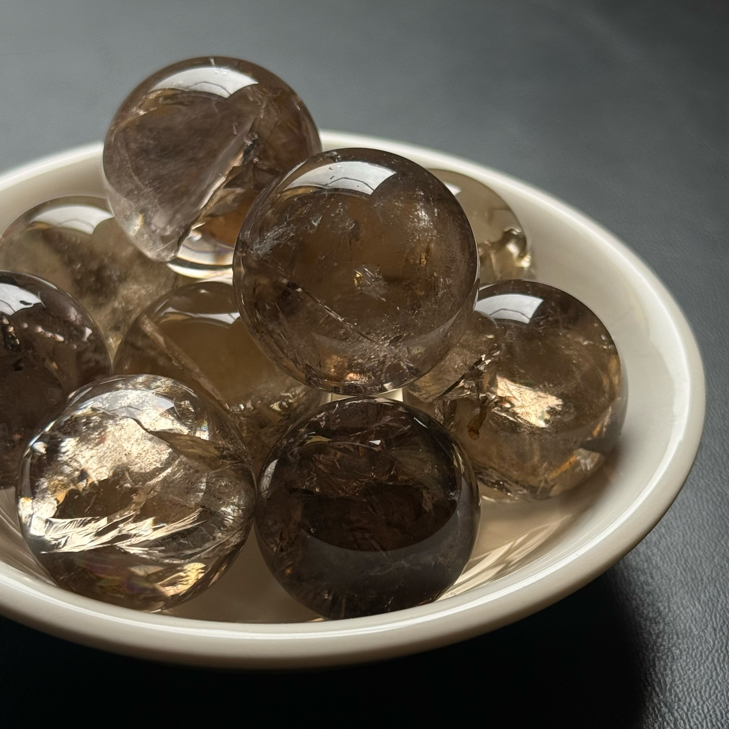 [原石] 爆彩茶晶 水晶球