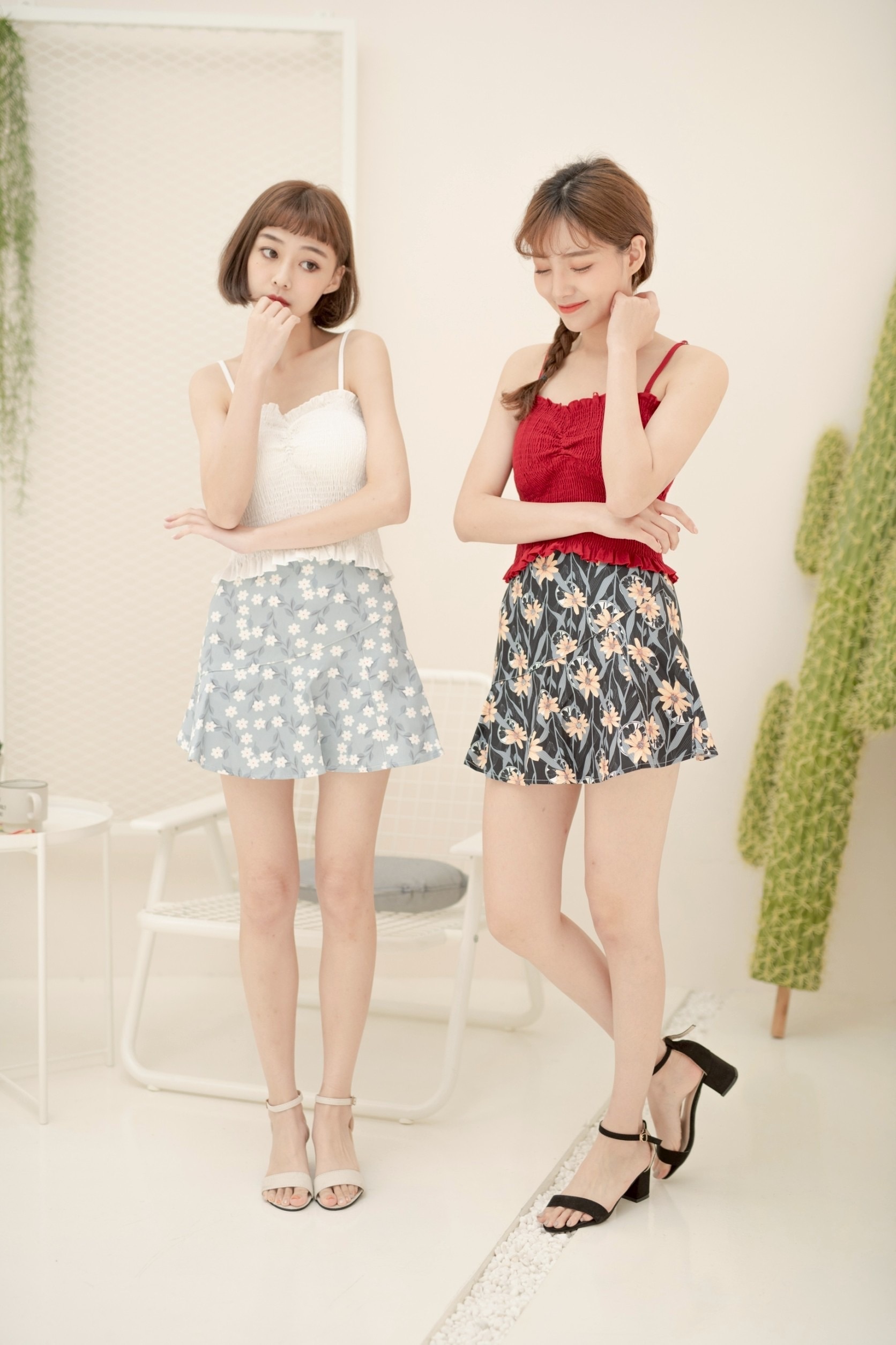 #預購 SBG 女款 防走光短裙 碎花短裙 魚尾短裙 短裙 A字裙 褲裙 S9064 兩色