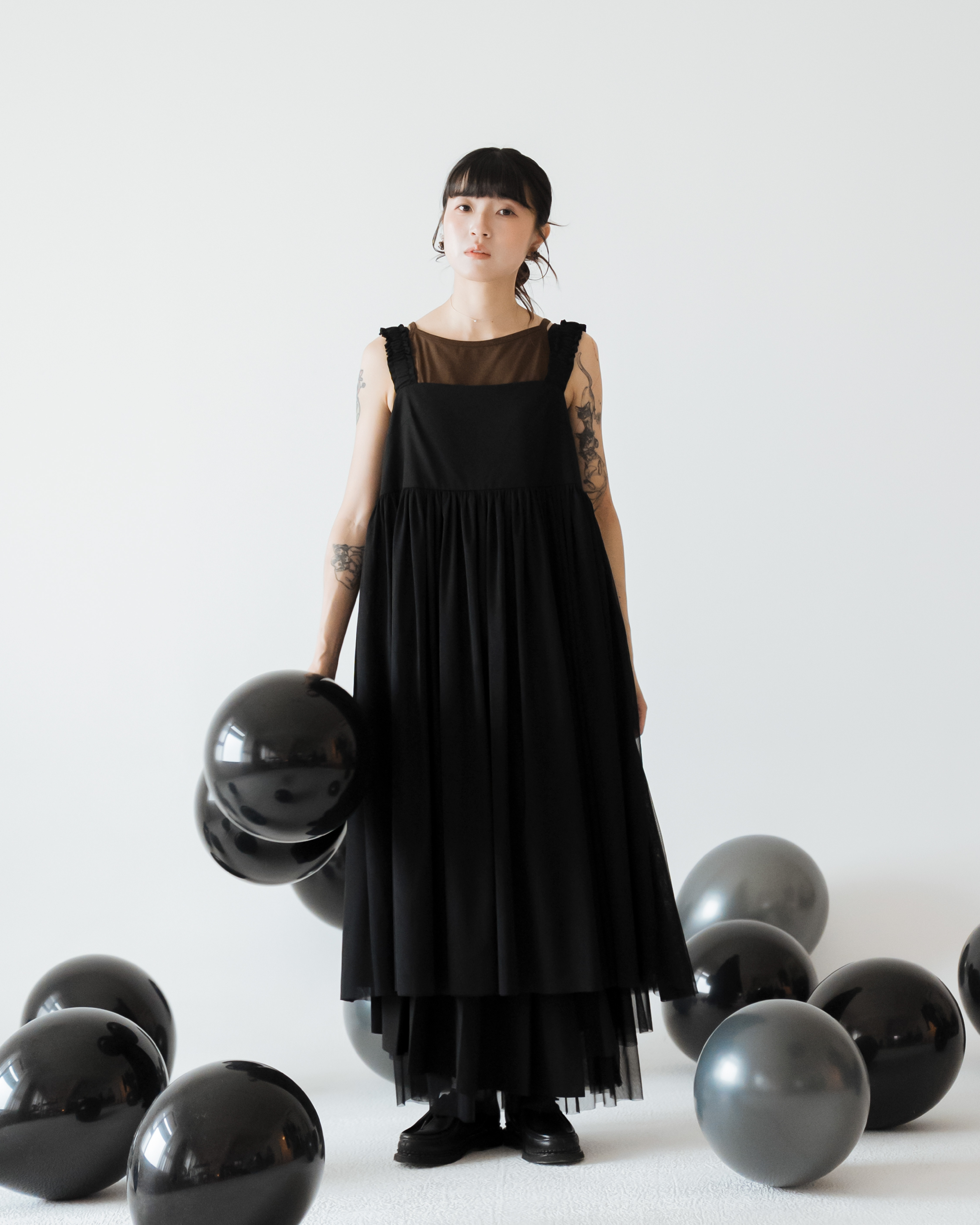 【 Kiki.co made 】Crinkled Suiting Slip Dress