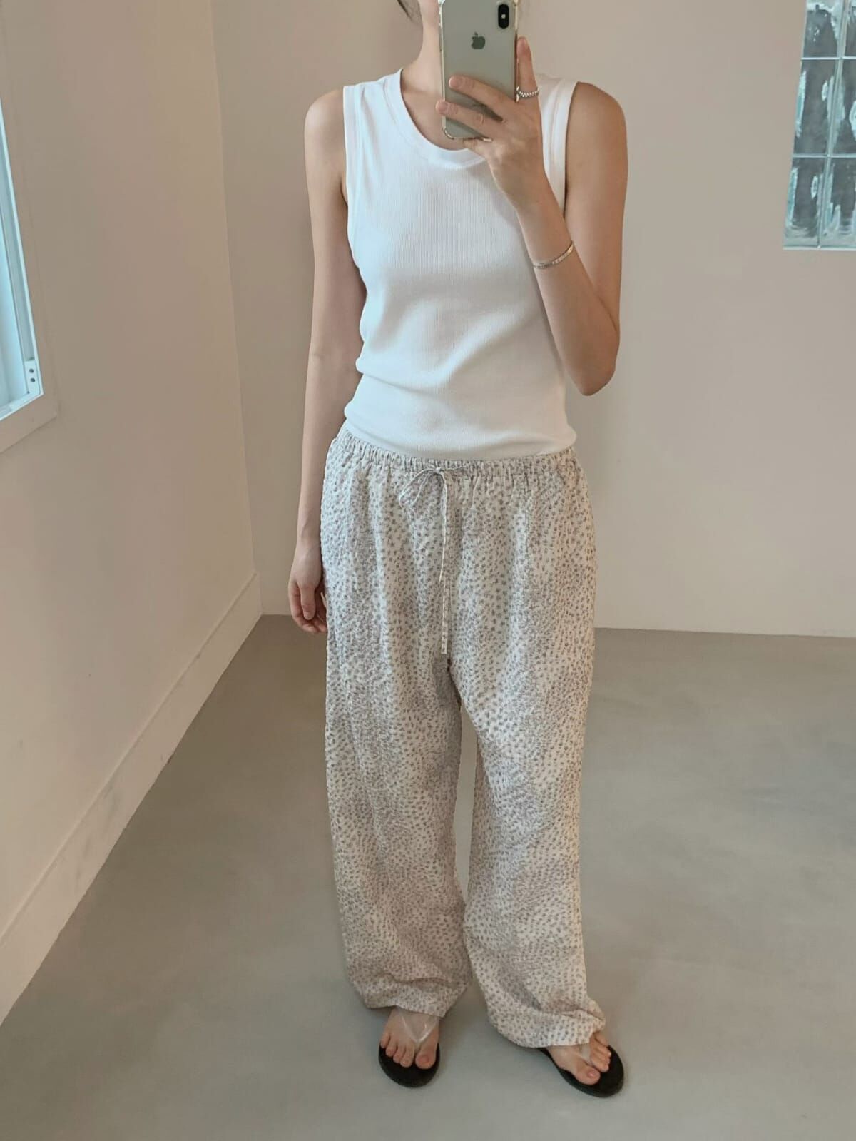 PR6332 碎花印花抽繩休閒長褲