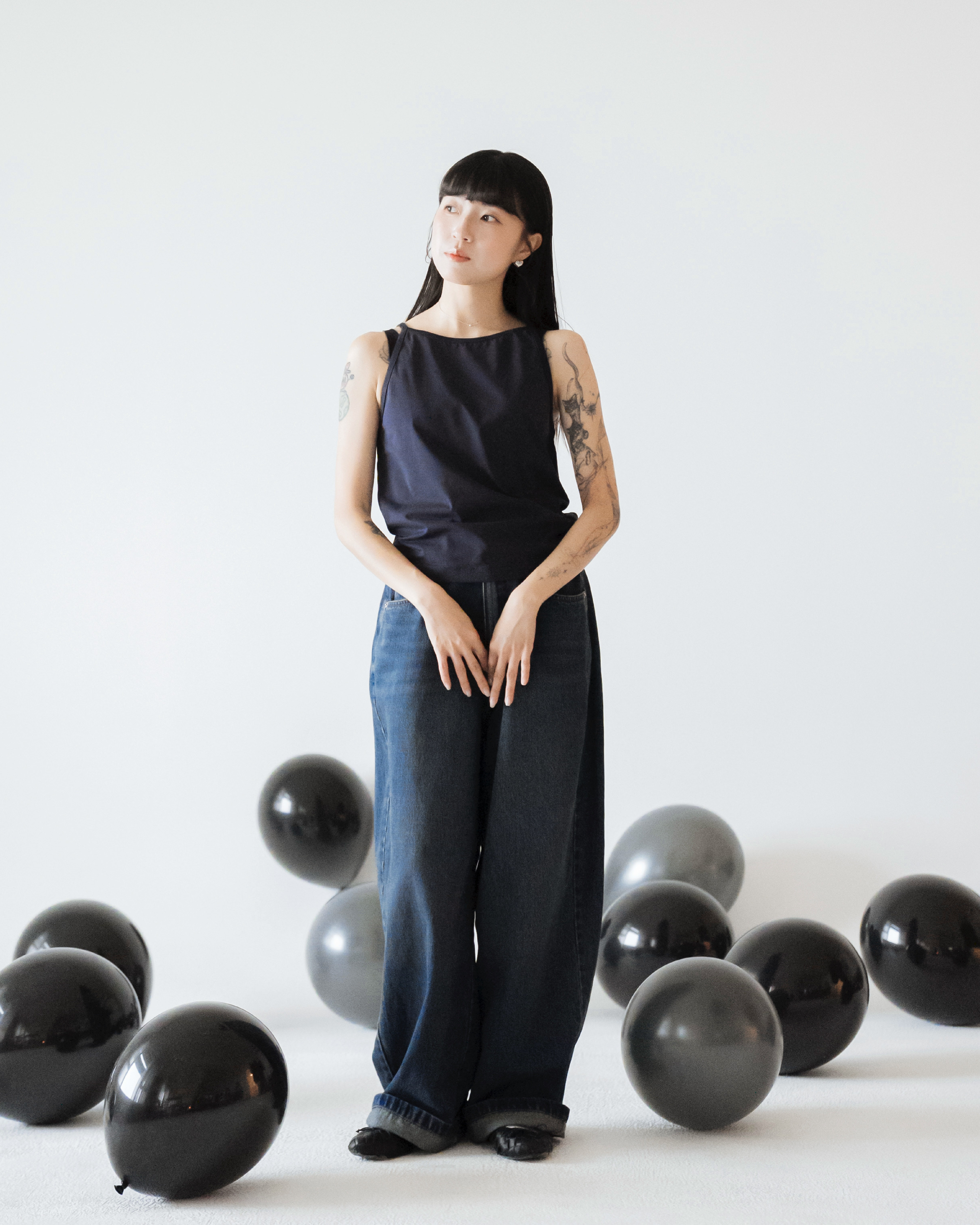 【 Kiki.co made 】Halter-Neck Inner Tank Top - Navy