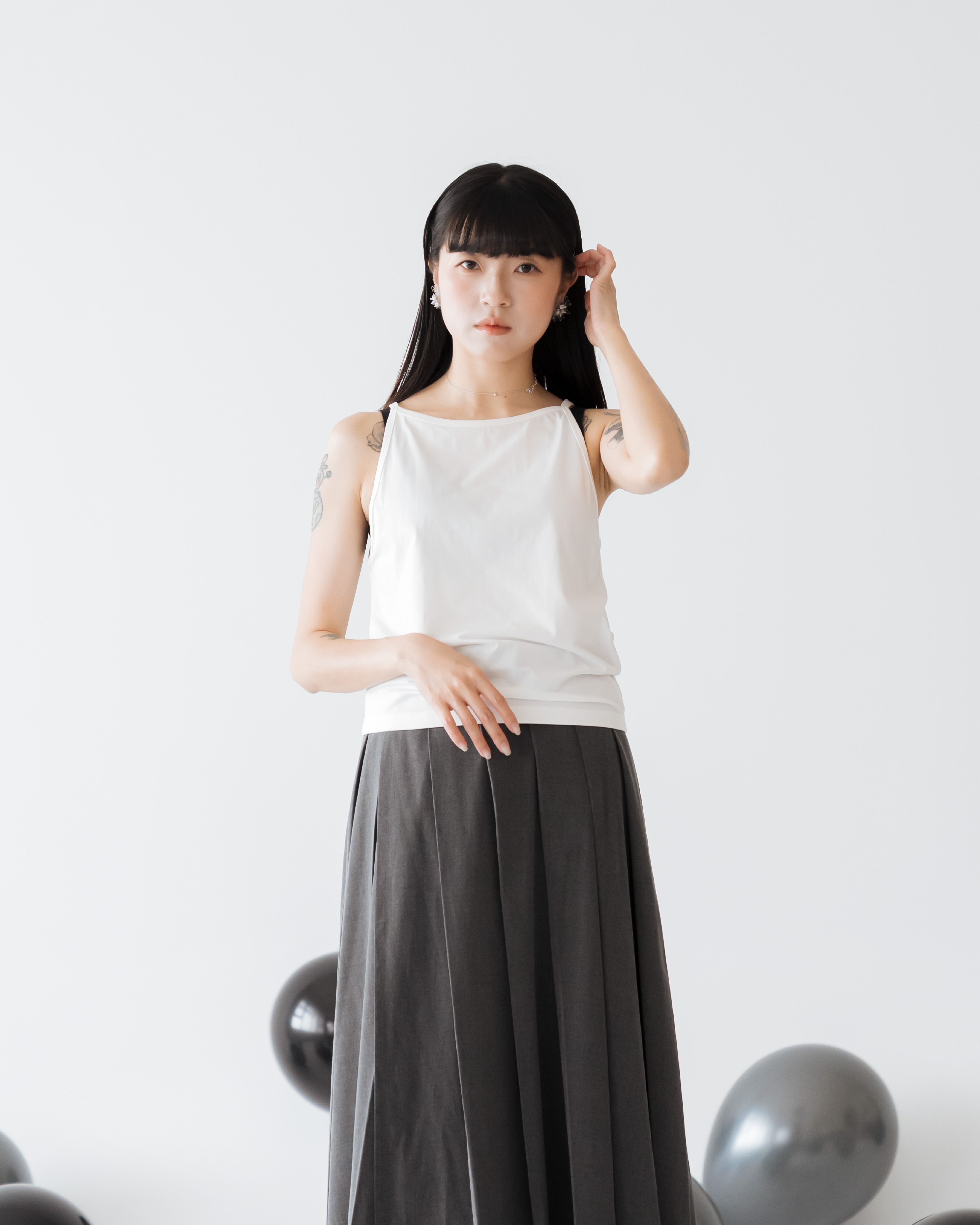 【 Kiki.co made 】Halter-Neck Inner Tank Top - White