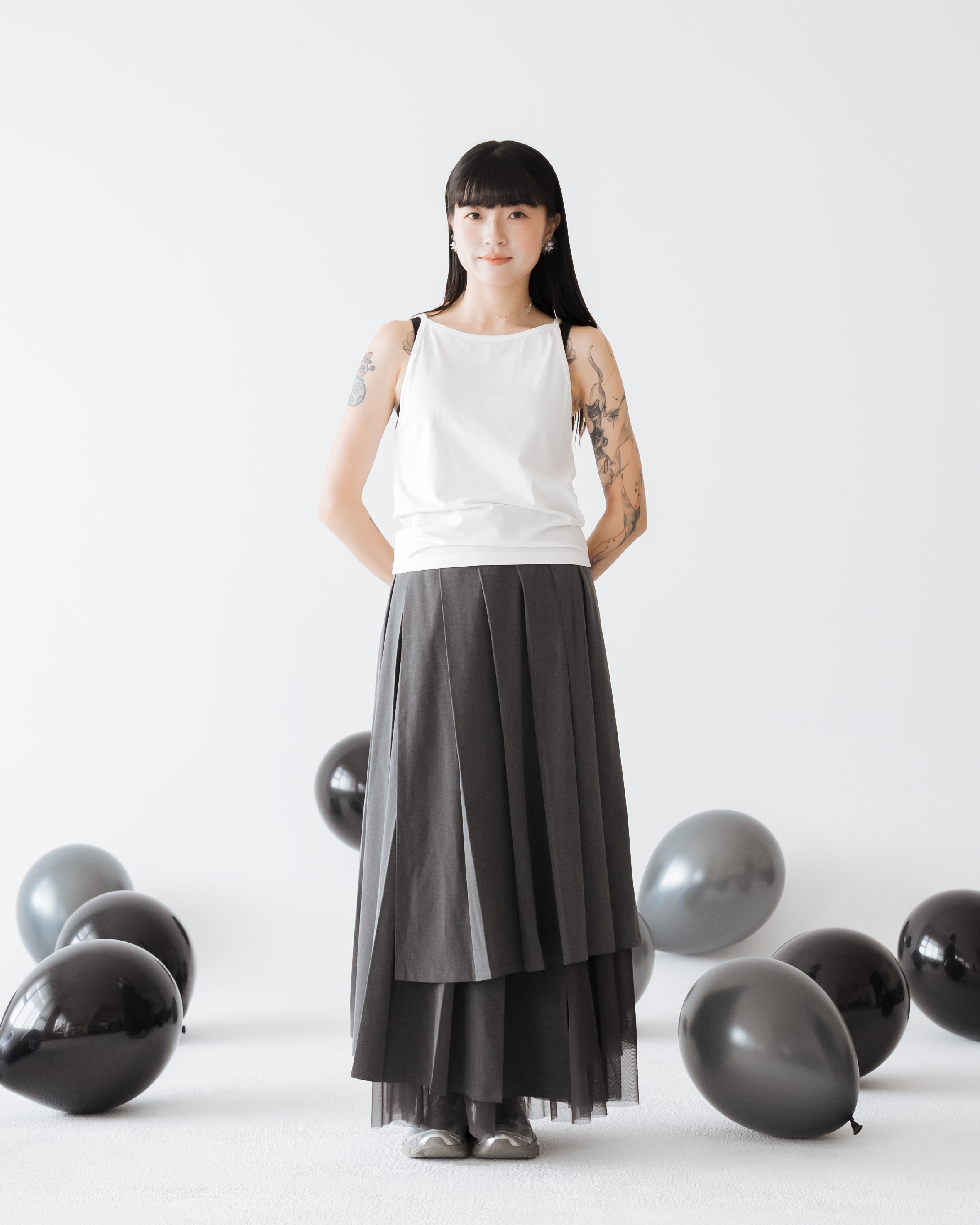 【 Kiki.co made 】Halter-Neck Inner Tank Top - White
