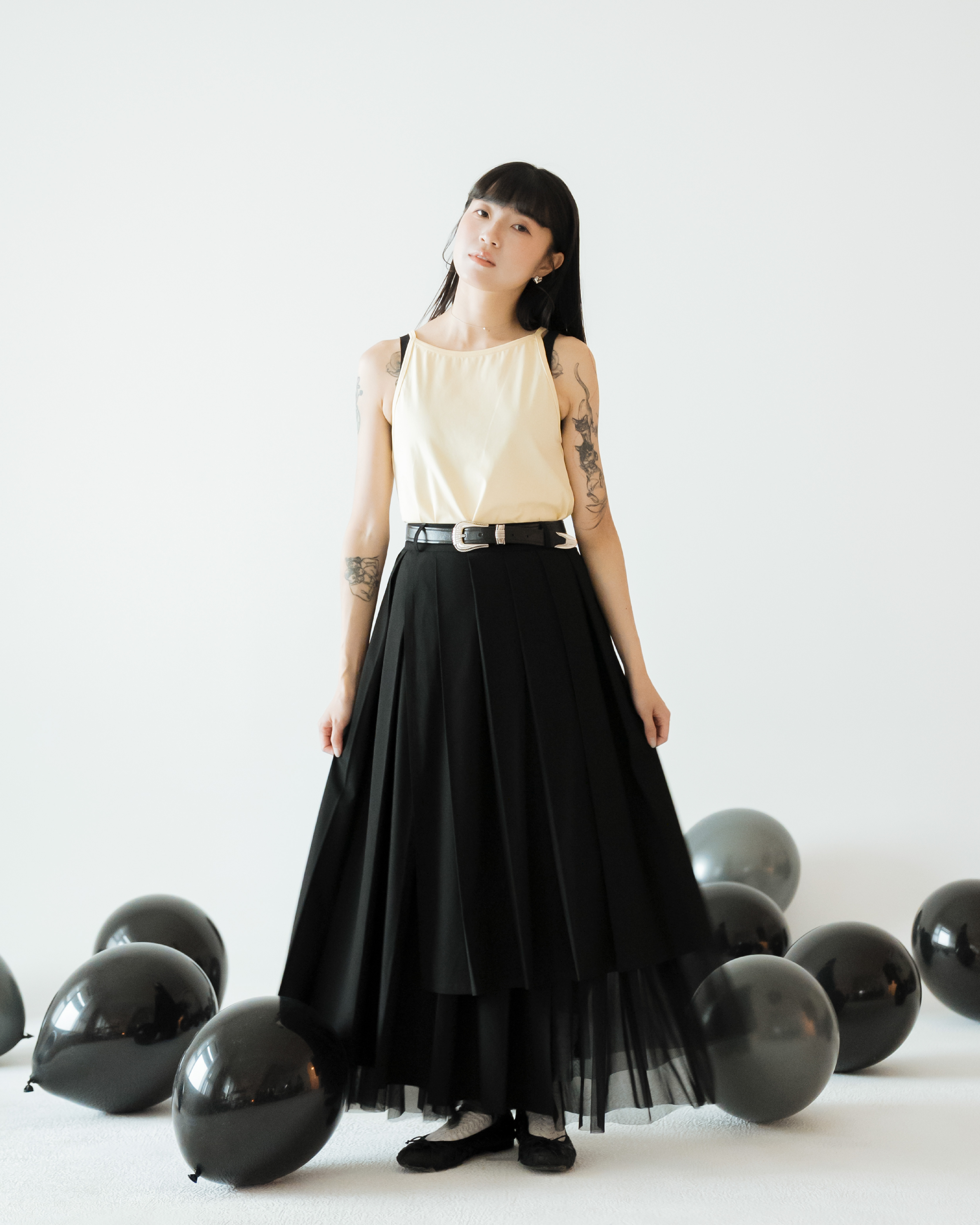 【 Kiki.co made 】Halter-Neck Inner Tank Top - Yellow
