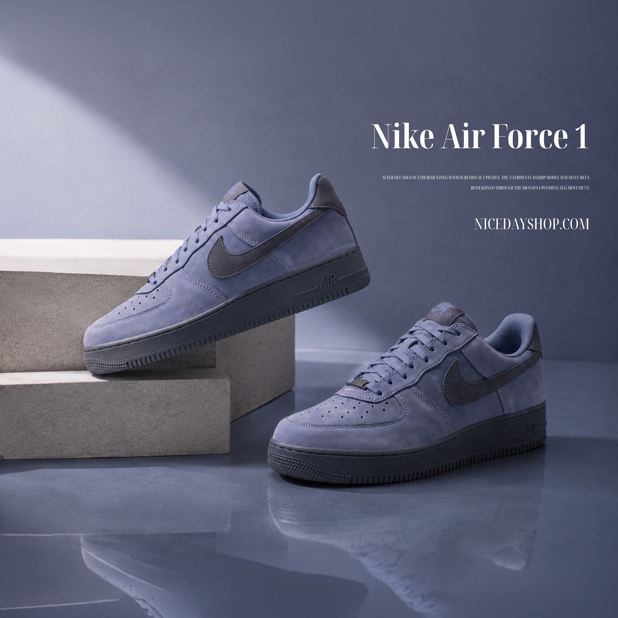 NICEDAY 代購 Nike Air Force 1 Low Premium QS 灰藍 復古 皮革 休閒 男鞋 IO9555-400