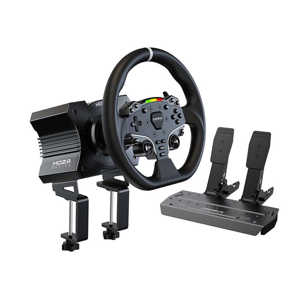 MOZA Racing R5 直驅方向盤套裝 (5.5nm基座+ES方向盤+SRP Lite雙腳踏+桌面夾)