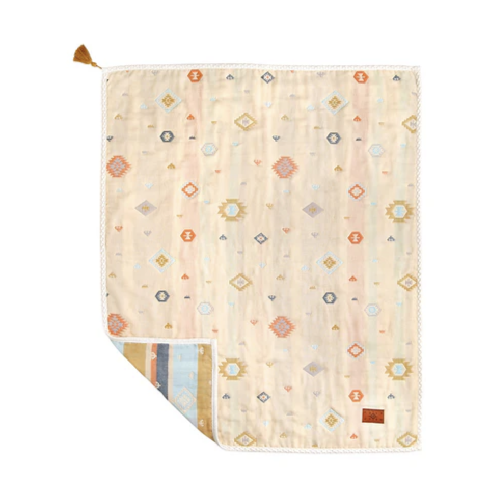 日本製 10Mois 圖騰圖案六重紗被 90x110cm
