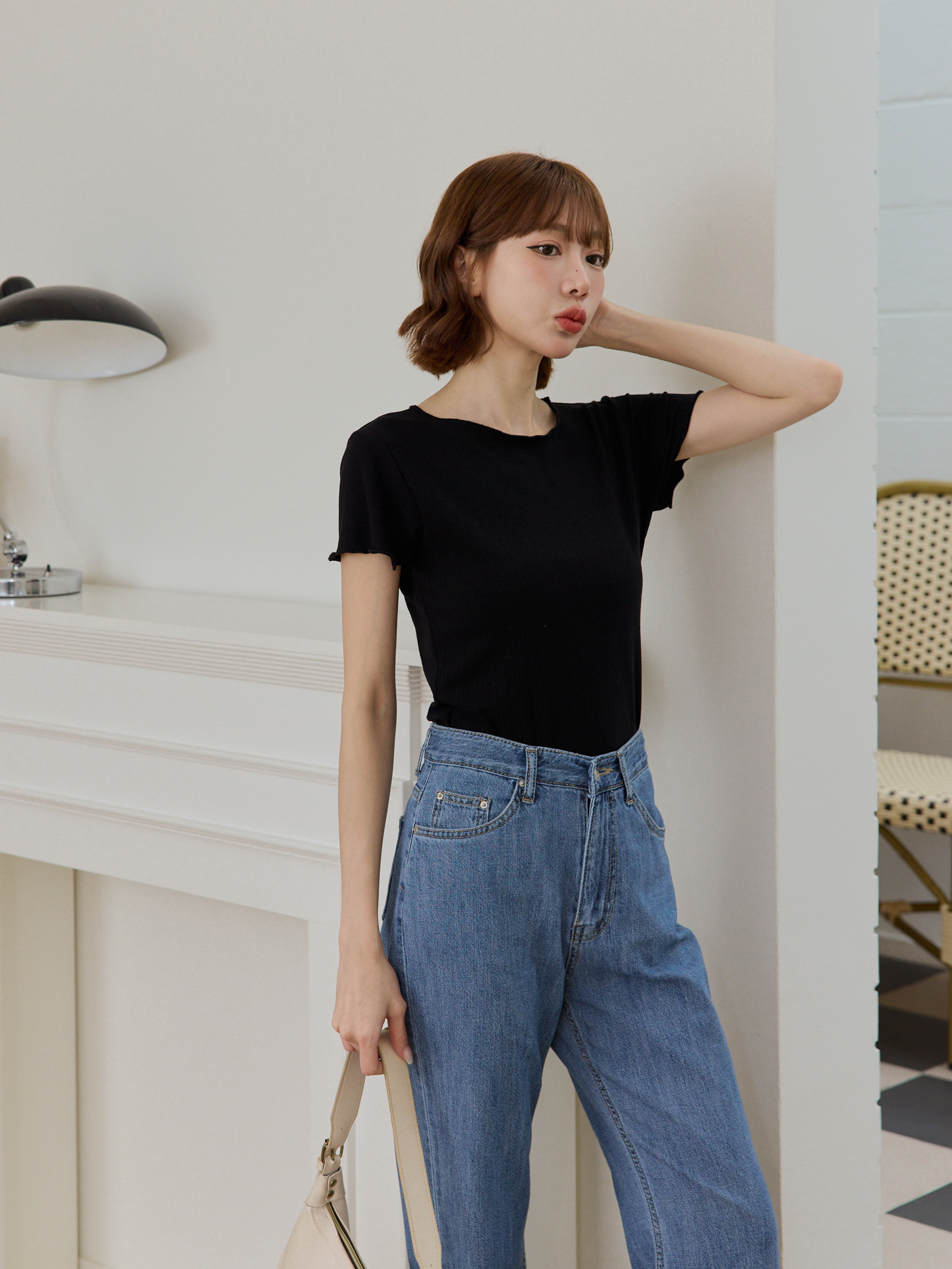Ultra-Soft Embossed Rolled-Hem Tee