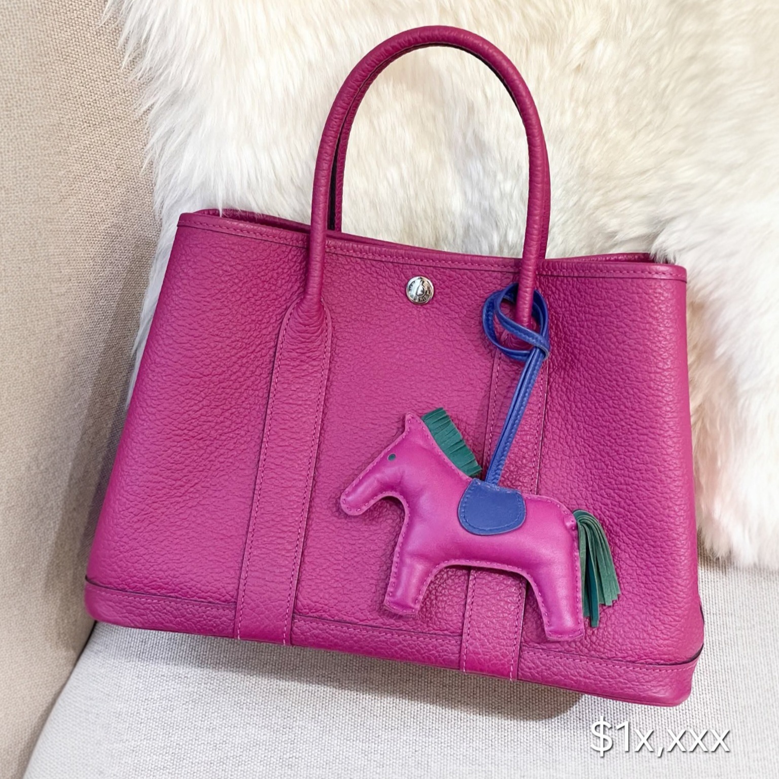 Preloved Hermès Garden Party  Country Leather  Rose Pourpre PHW HK$1x,xxx  (HK$2,000 即時落訂)