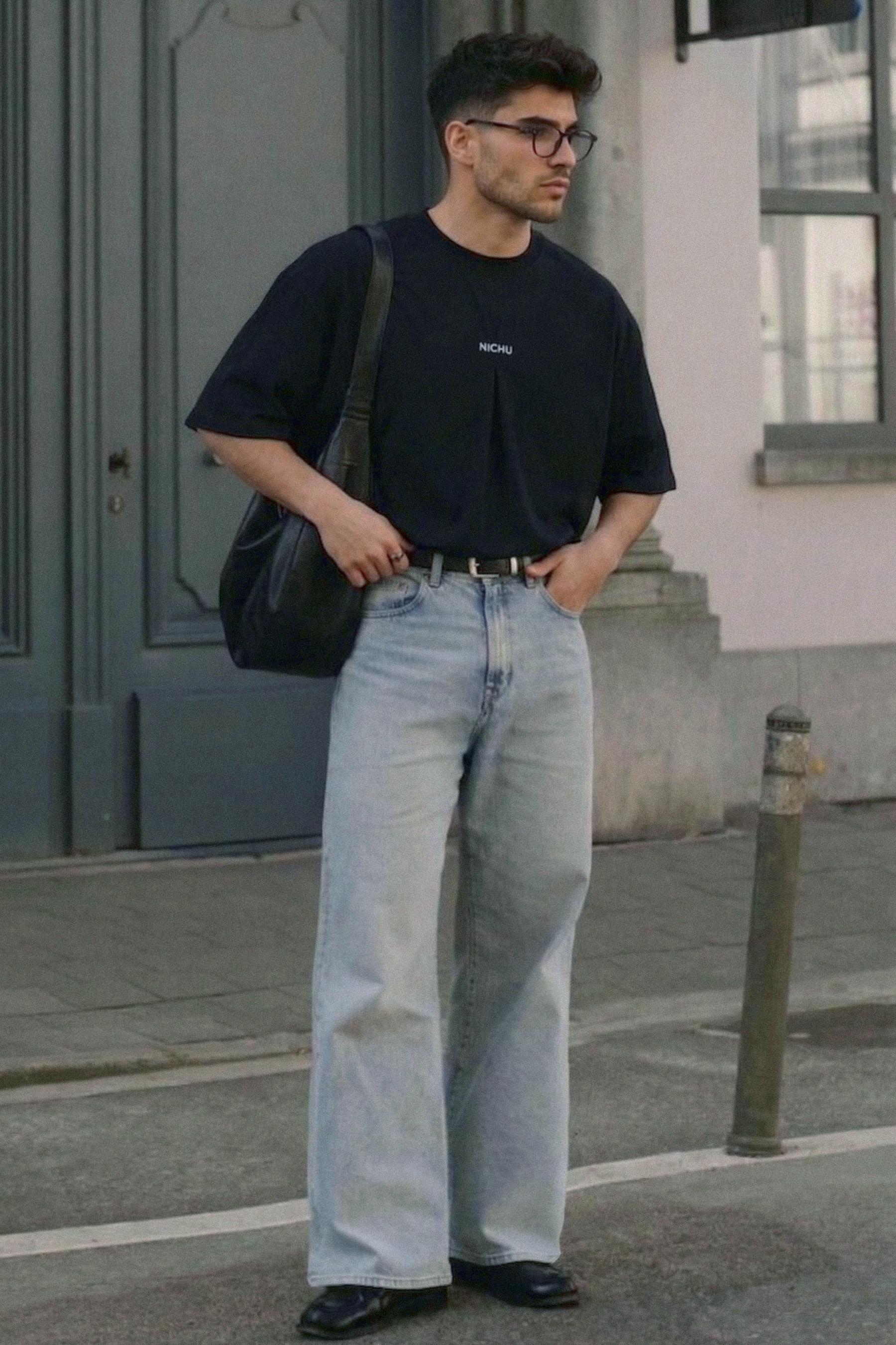 Layered Pleat Line Embroidered T-Shirt (U)