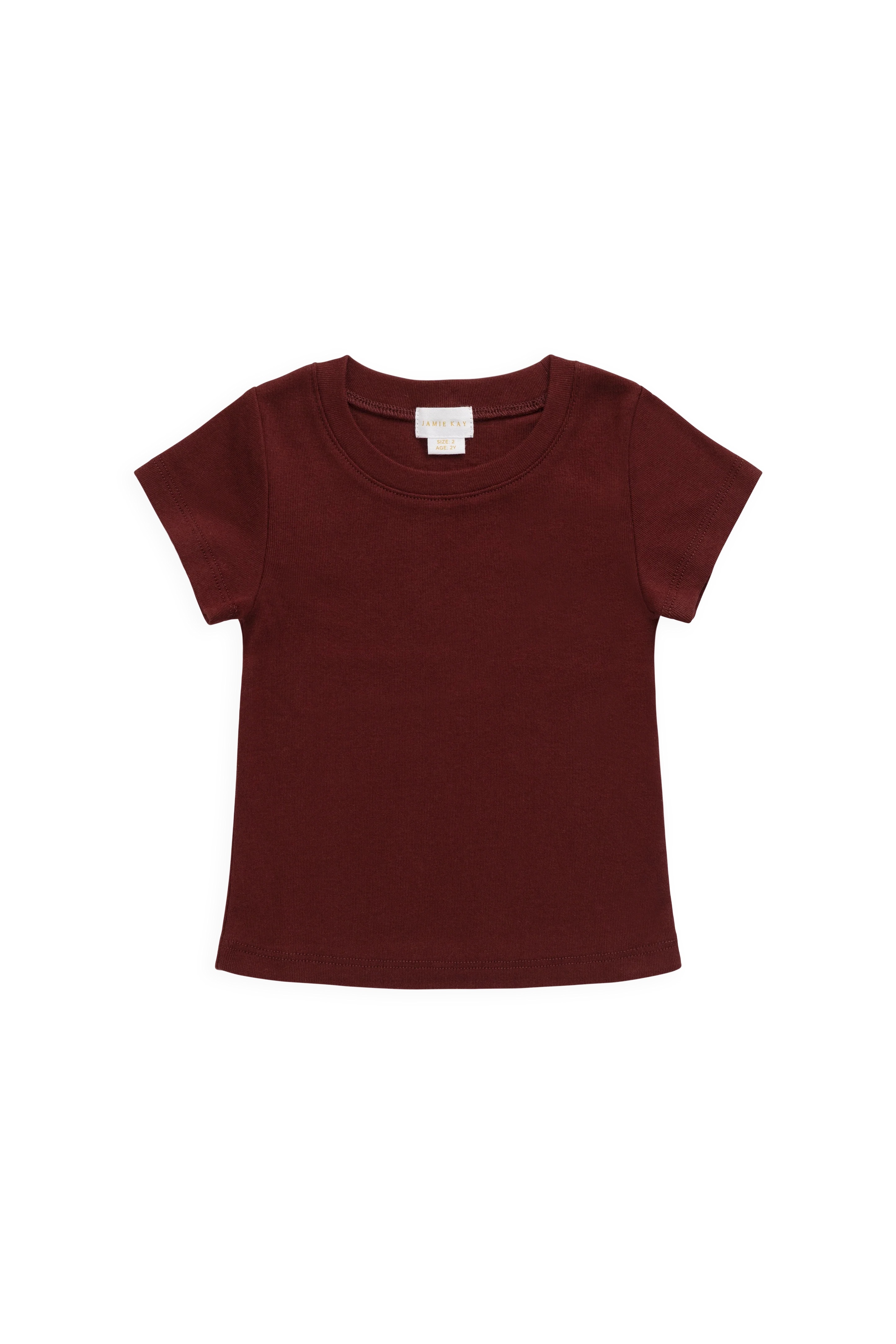 【預購】JAMIE KAY -Organic Cotton Rib Helene Tee（Burgundy）