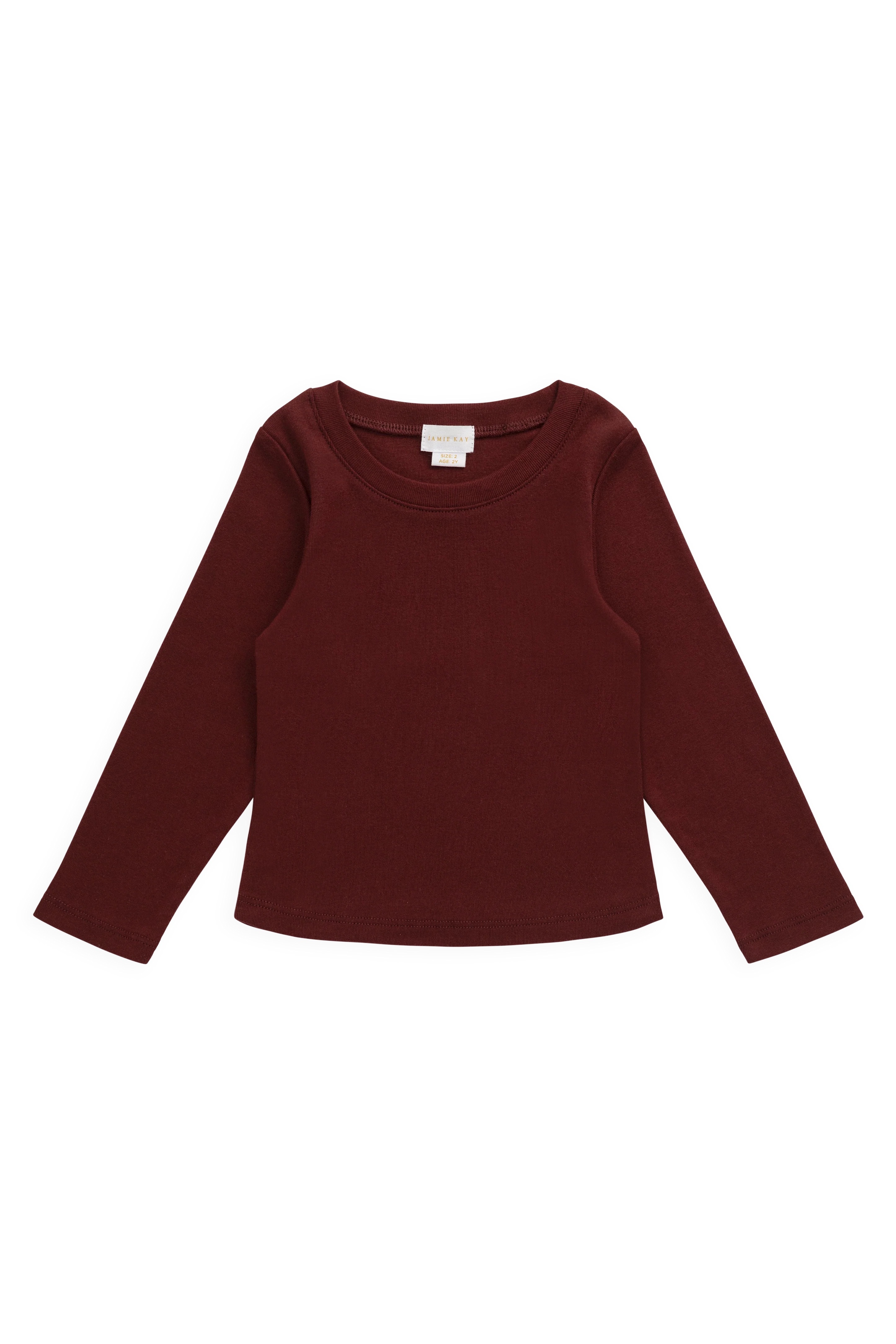 【預購】JAMIE KAY -Organic Cotton Rib Helene Long Sleeve Top（Burgundy）