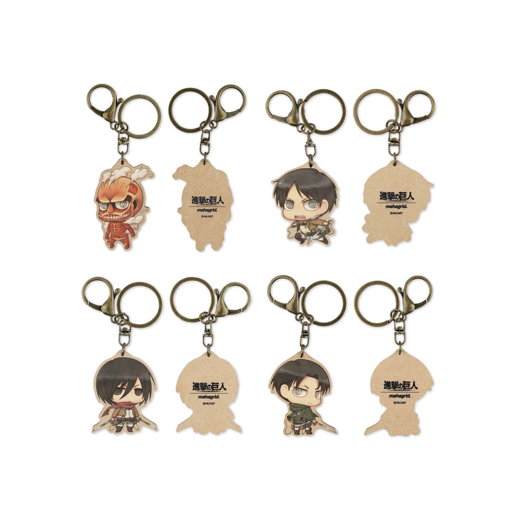 MAHAGRID x Attack on Titan AOT CHARACTER WOOD KEYRING 進擊的巨人 里維 艾連 米卡莎 鑰匙圈