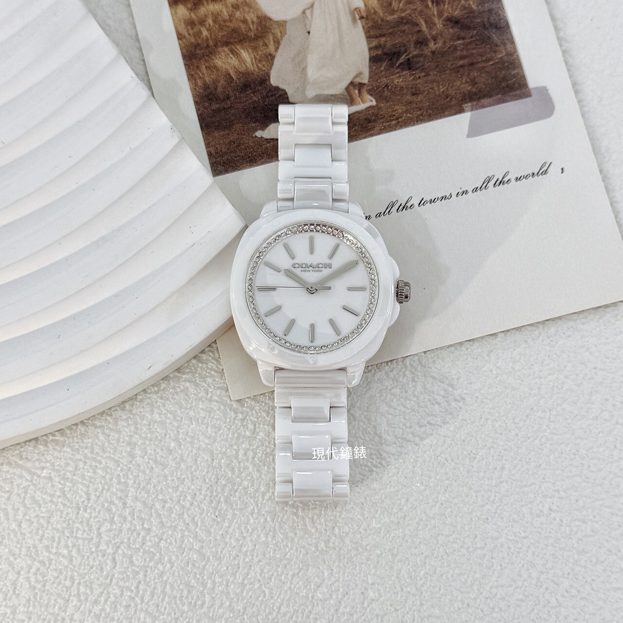 【COACH】晶鑽輕薄陶瓷腕錶CO14504401 34mm 現代鐘錶